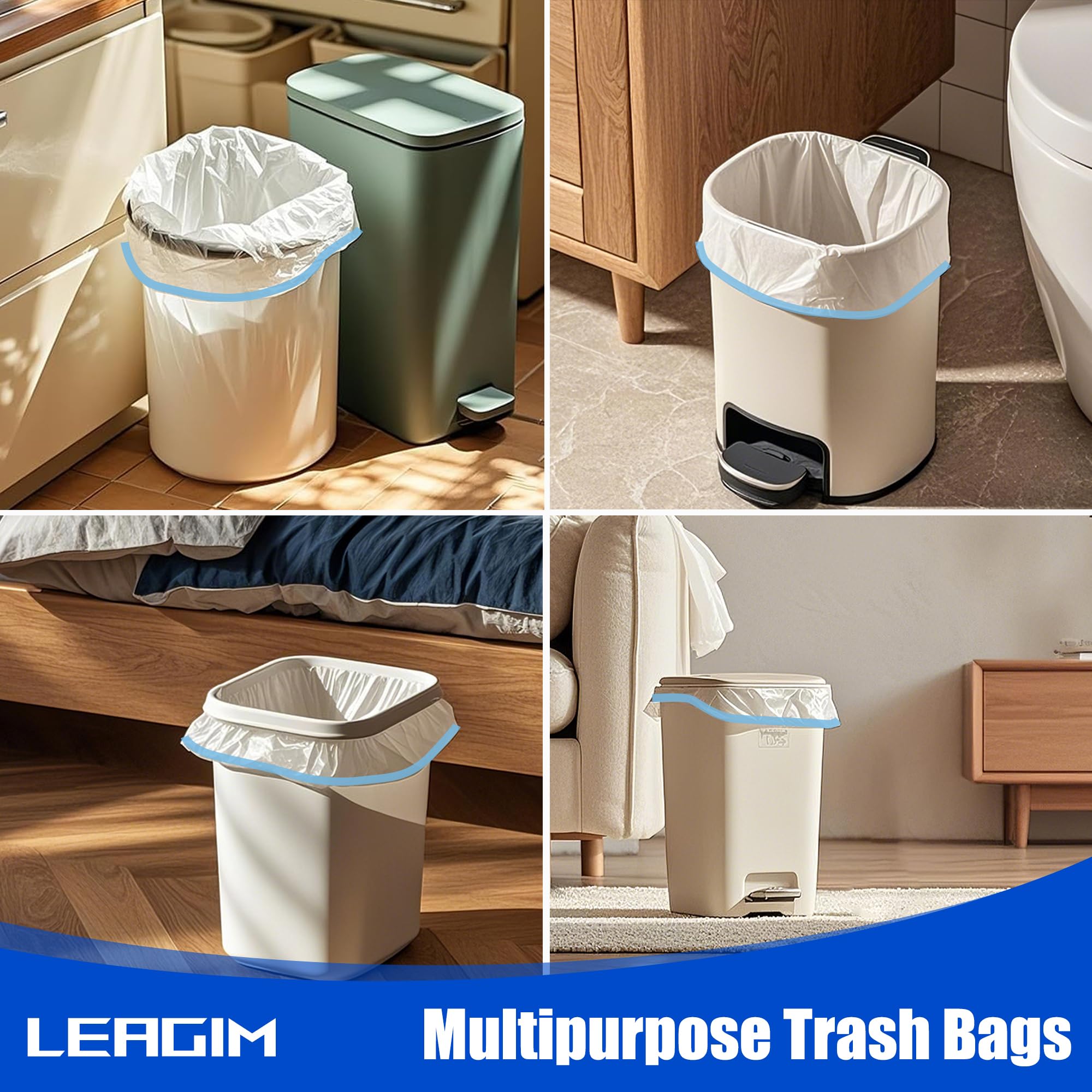Small Drawstring Trash Bags HDPE 1.2 Mil Unscented


