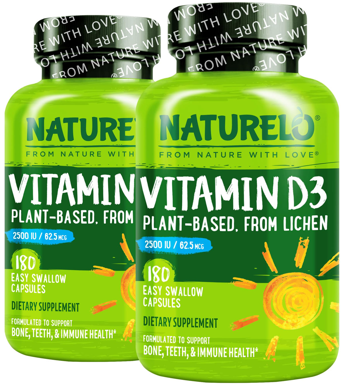 NATURELO Vitamin D3 2500 IU from Lichen for Immunity and Bone Health