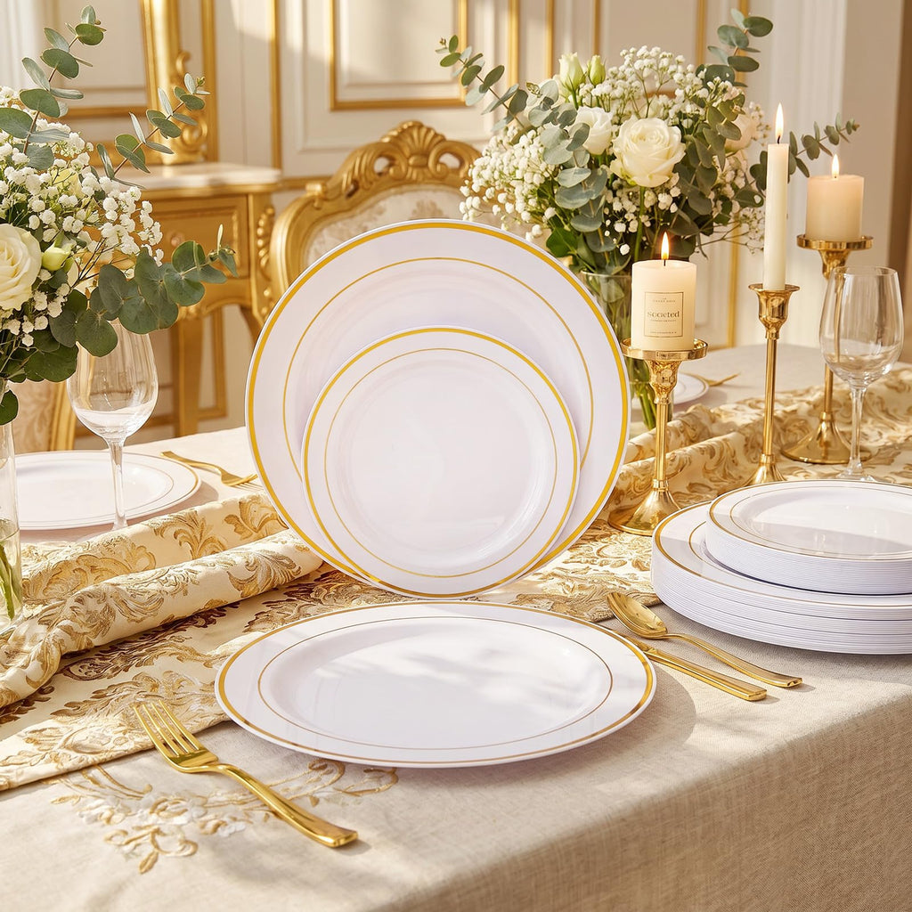 Disposable Plastic Plates with Rim for Parties

