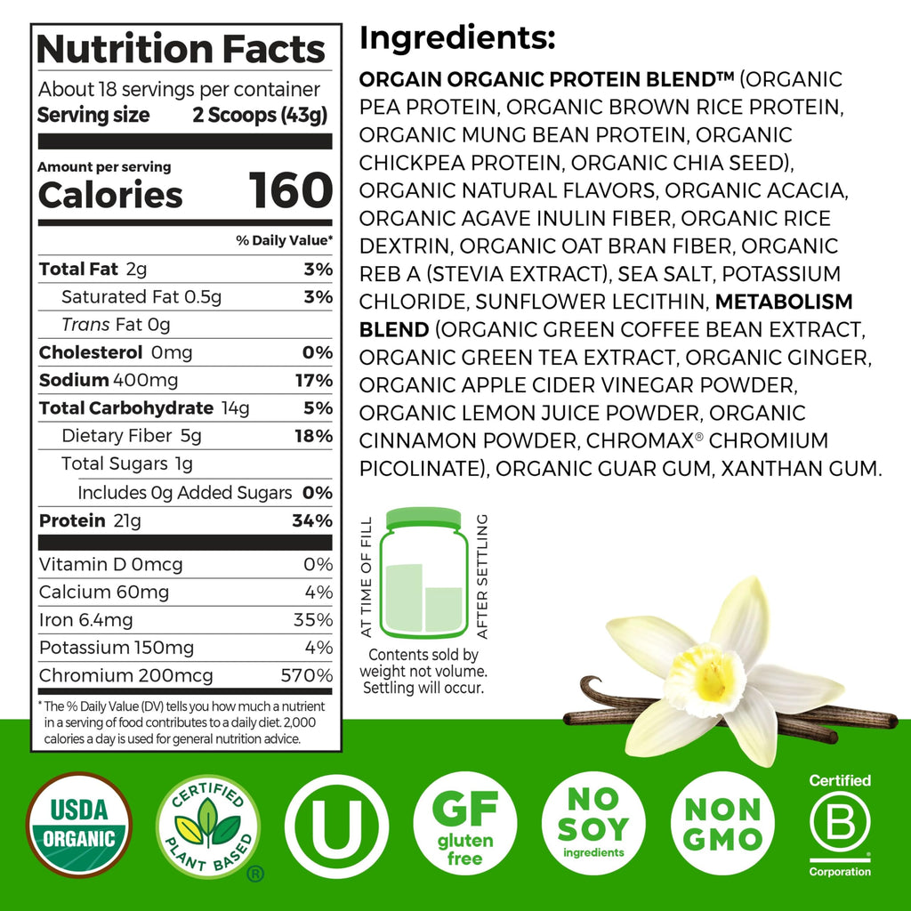 Orgain Organic Protein + Metabolism Blend Powder

