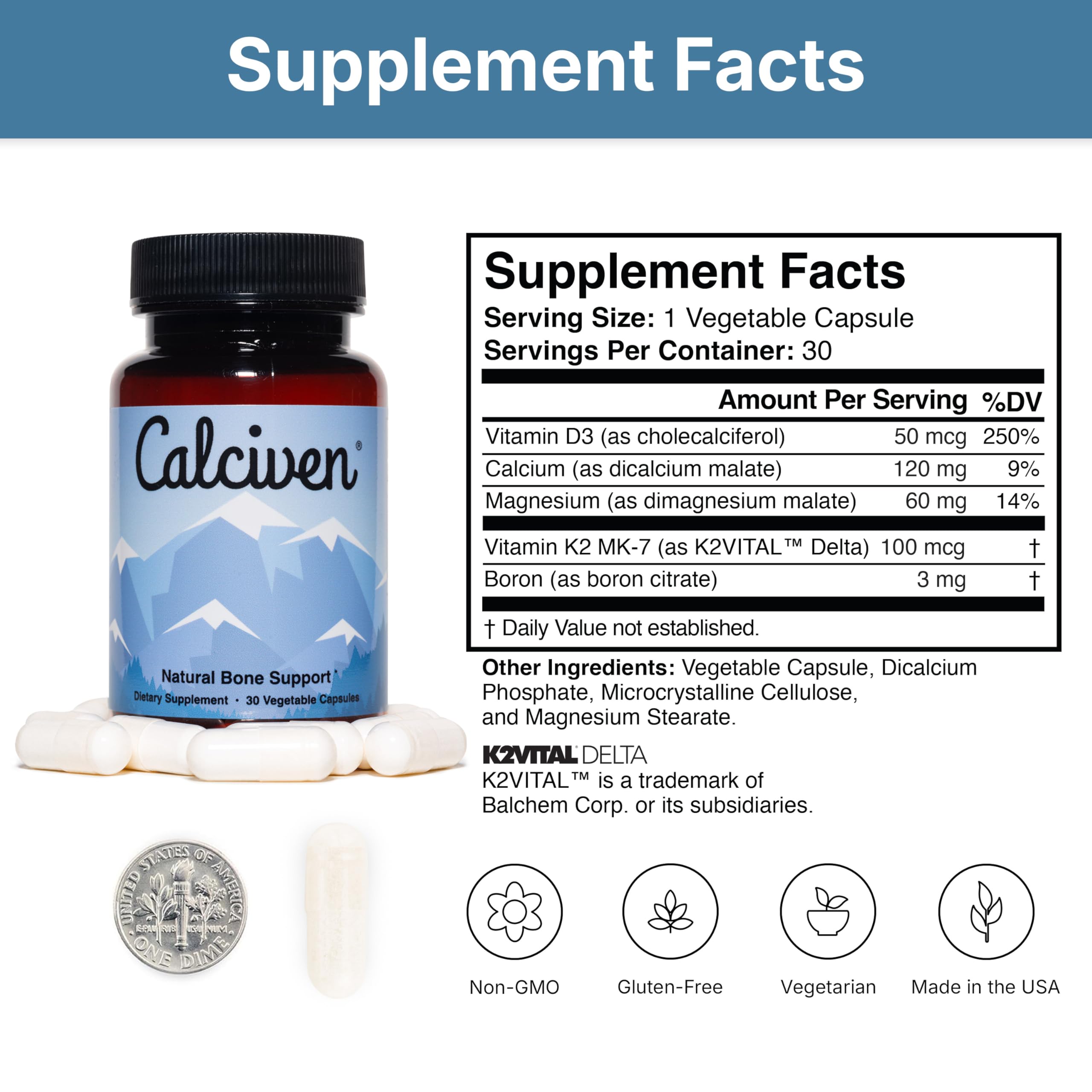 Calciven Natural Bone Support Supplement|Non-GMO Gluten-Free

