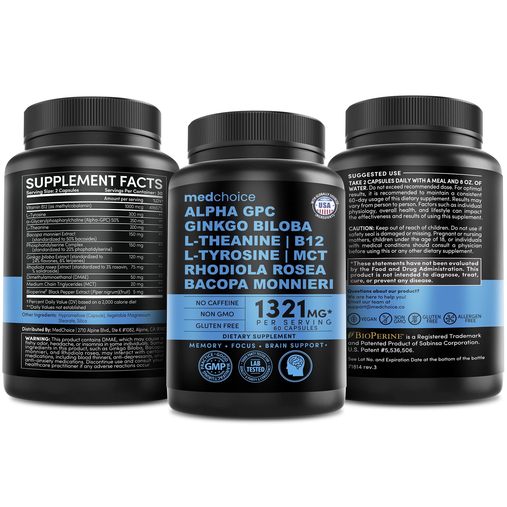 MedChoice Nootropic with Ginkgo Biloba & Bioperine

