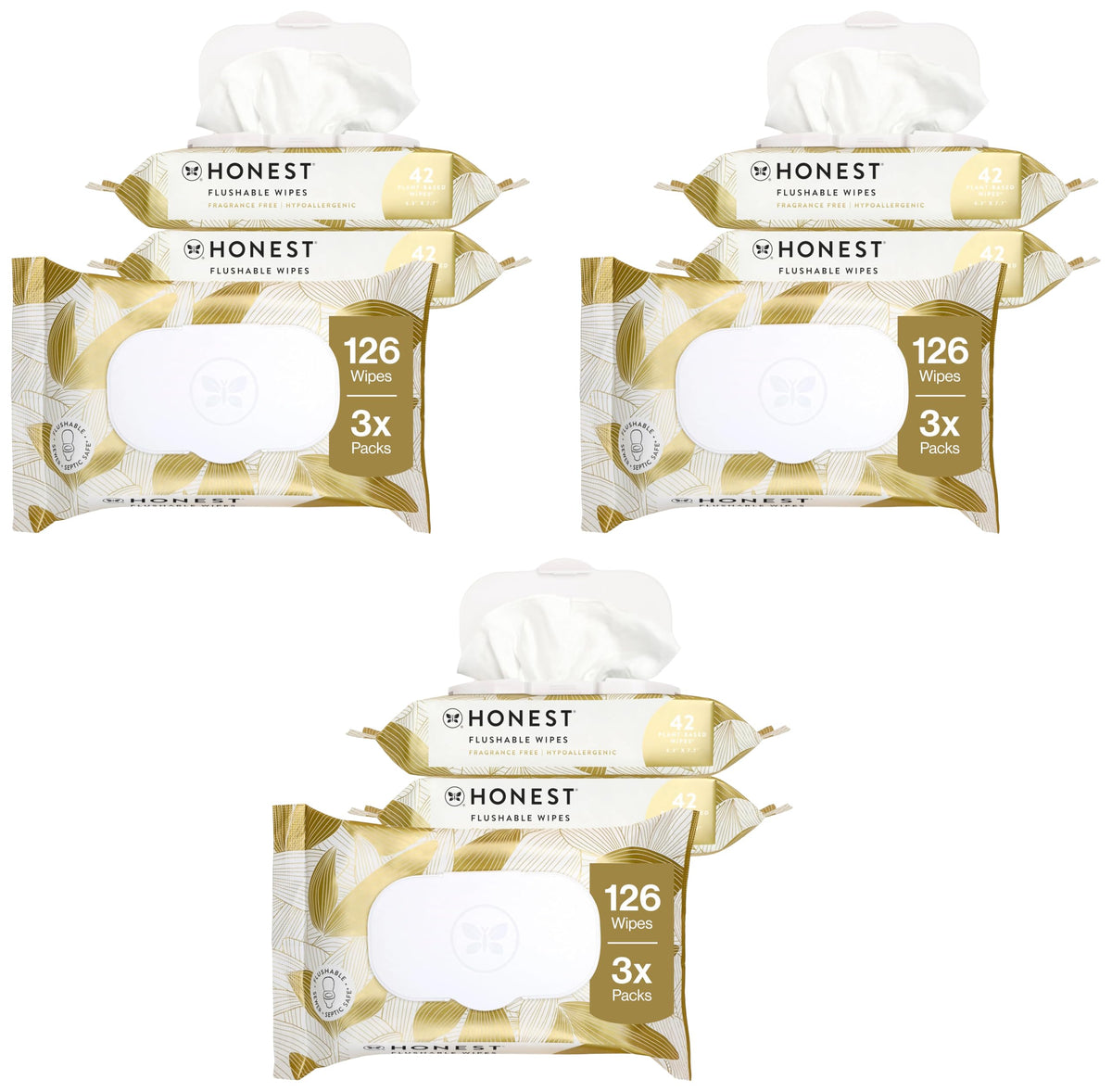 The Honest Company Flushable Wipes for Sensitive Skin, Hypoallergenic, Fragrance-Free