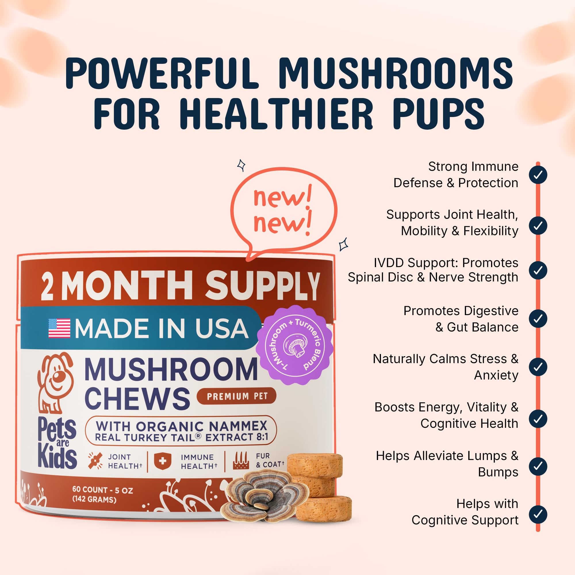 Turkey Tail Mushroom Dog Supplement by Pets are Kids

