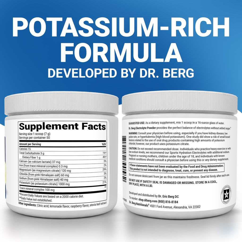 Dr. Berg Zero Sugar Hydration Electrolyte Powder | Potassium 1000 mg

