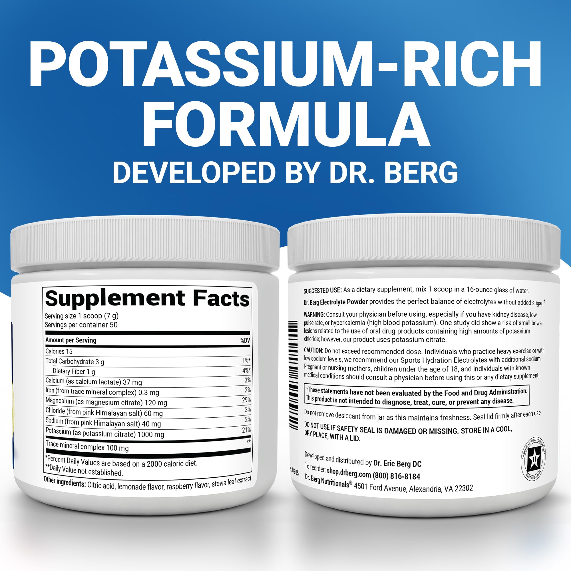 Dr. Berg Zero Sugar Hydration Electrolyte Powder | Potassium 1000 mg

