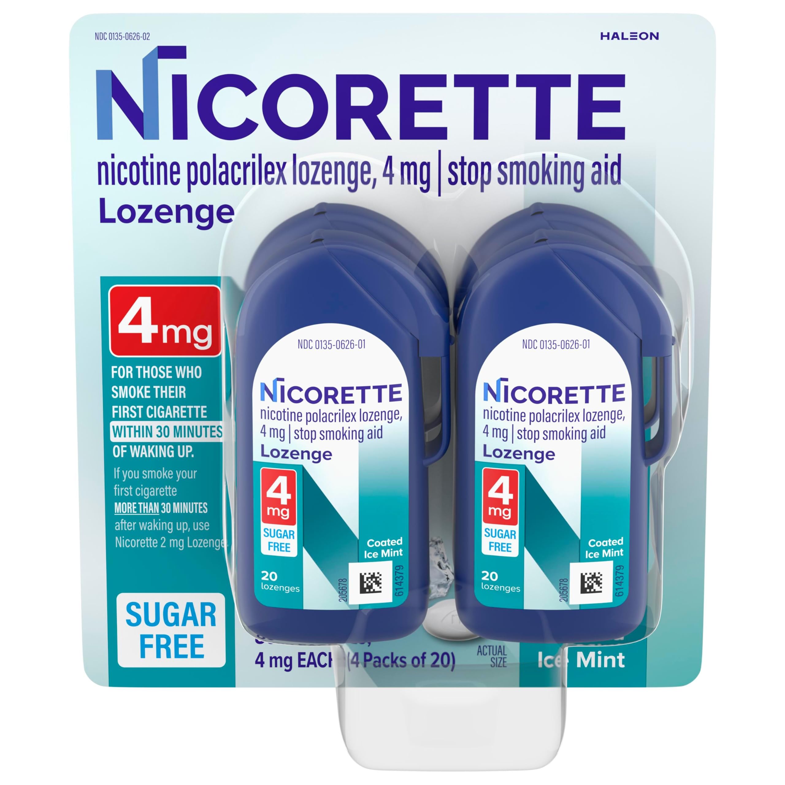 Nicorette 4 mg Coated Nicotine Lozenges Ice Mint – Quit Smoking Aid