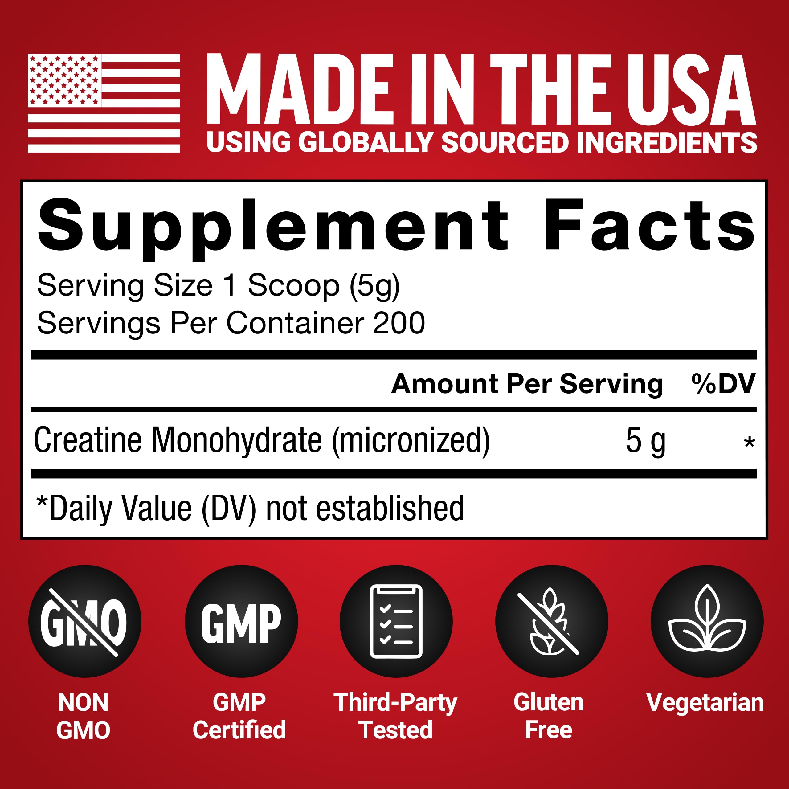 Force Factor Creatine Monohydrate Powder – Micronized 5g Dose

