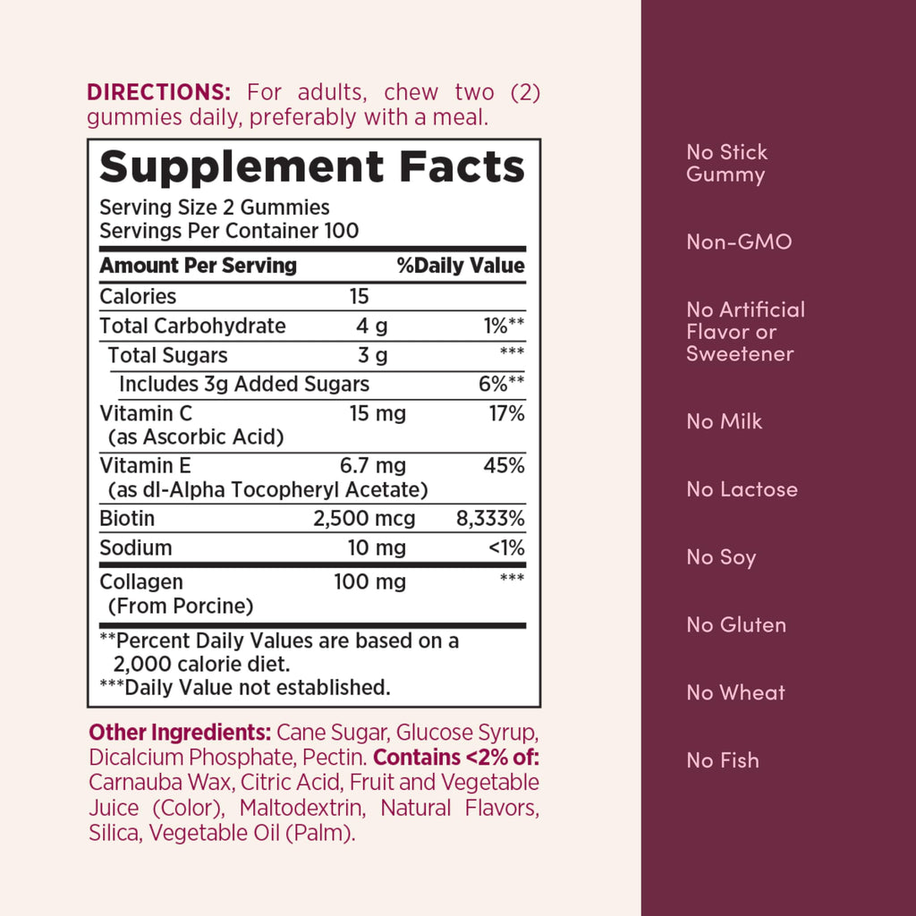 Nature's Bounty Hair Skin Nails Gummies with Collagen Biotin

