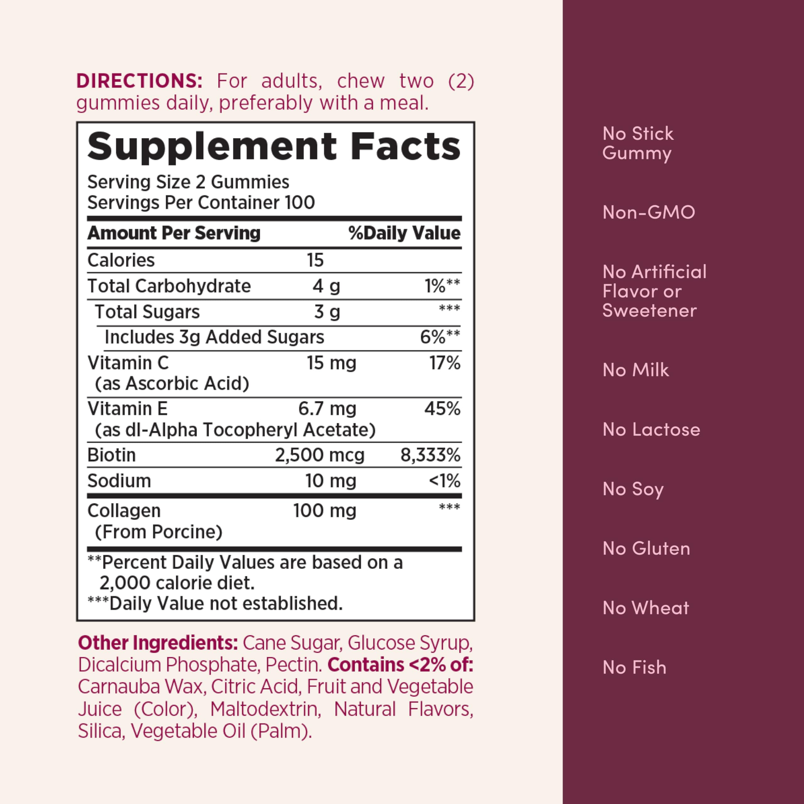 Nature's Bounty Hair Skin Nails Gummies with Collagen Biotin

