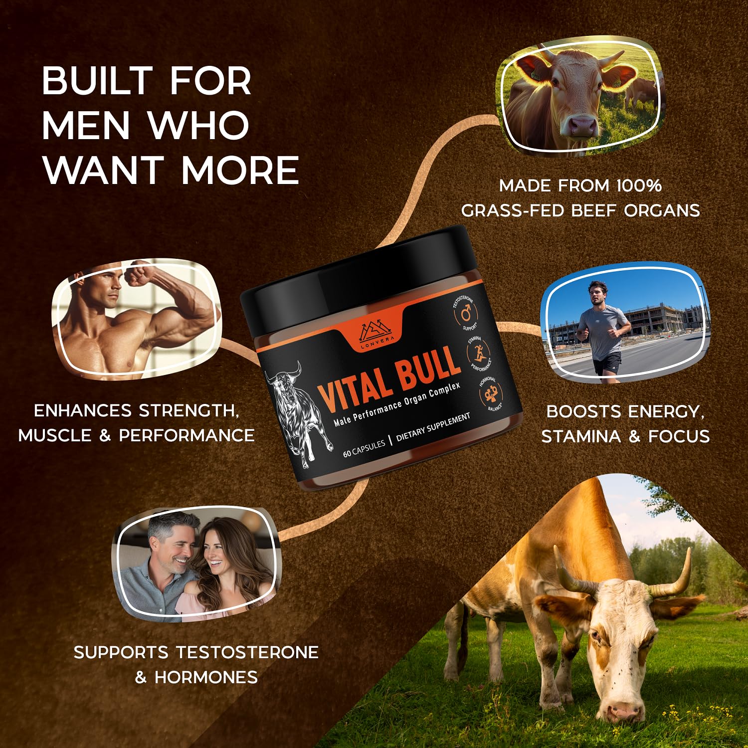 Vital Bull Beef Organ Supplement for Men | Freeze-Dried

