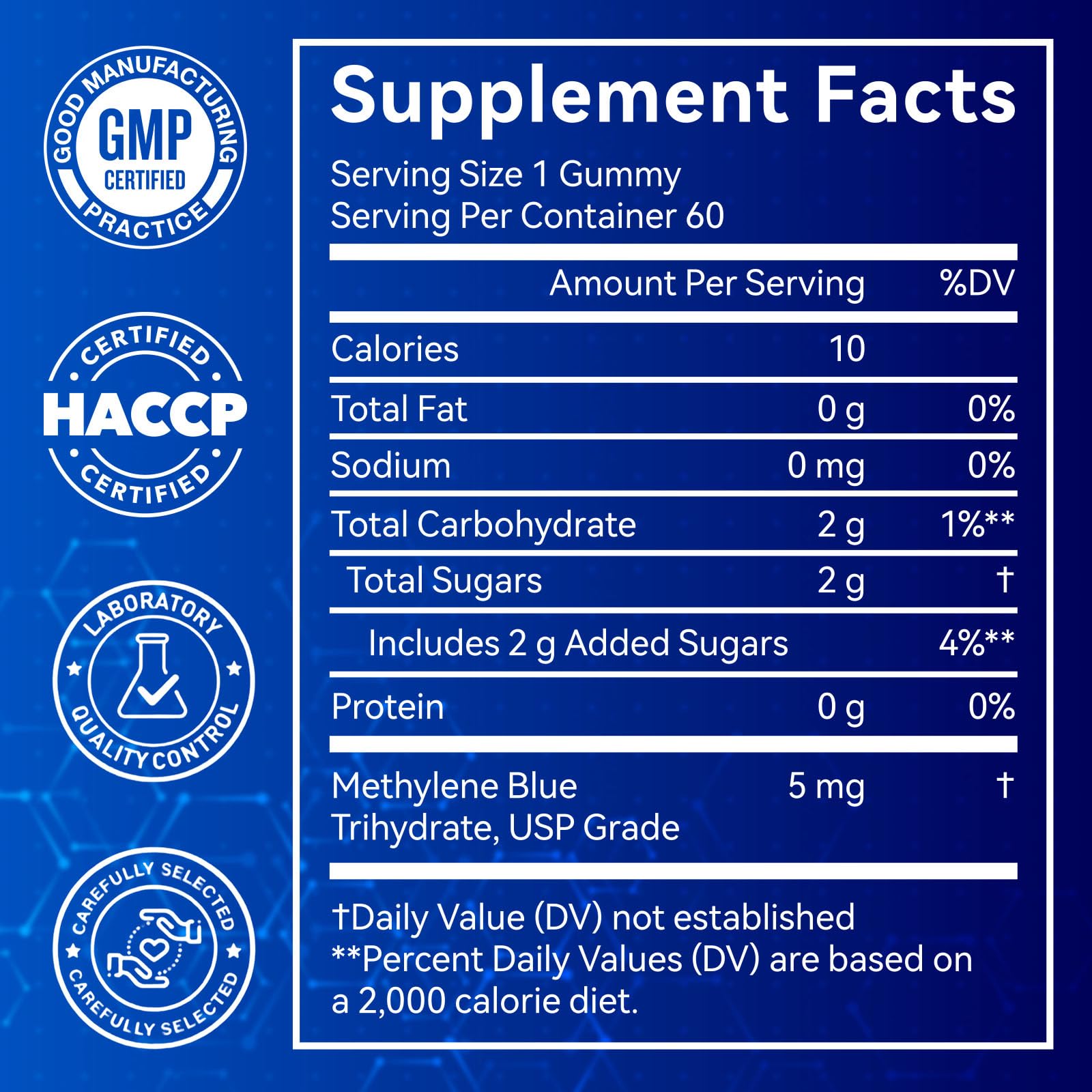 Methylene Blue Gummies for Cognitive Support - Vegan

