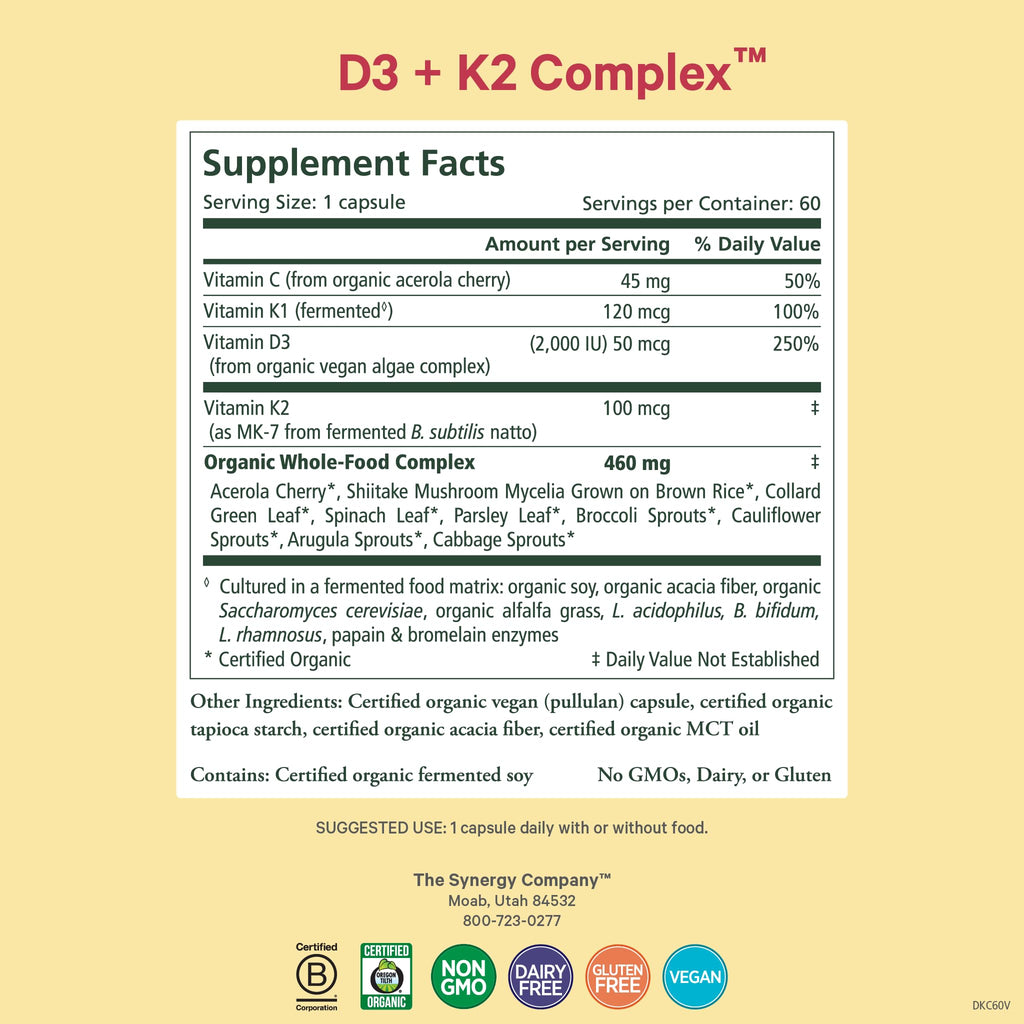 D3 K2 Complex by The Synergy Company - Vegan Vitamin D3 K2

