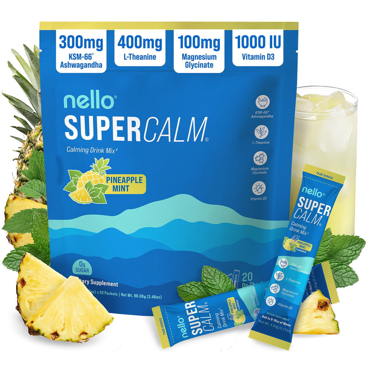 Nello SuperCalm Powdered Drink Mix Adaptogenic Sleep Support