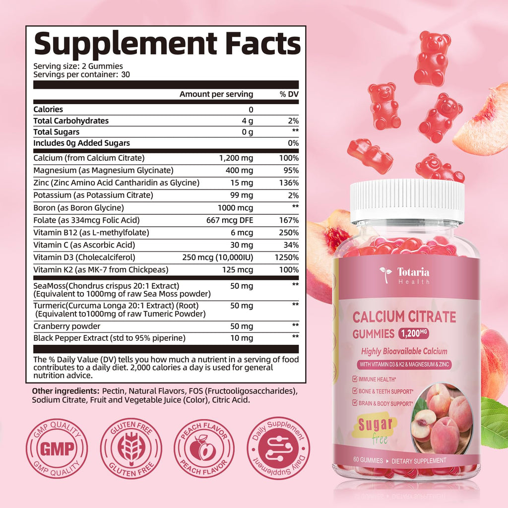 Calcium Citrate Gummies with D3 & K2 for Women | Bone Health

