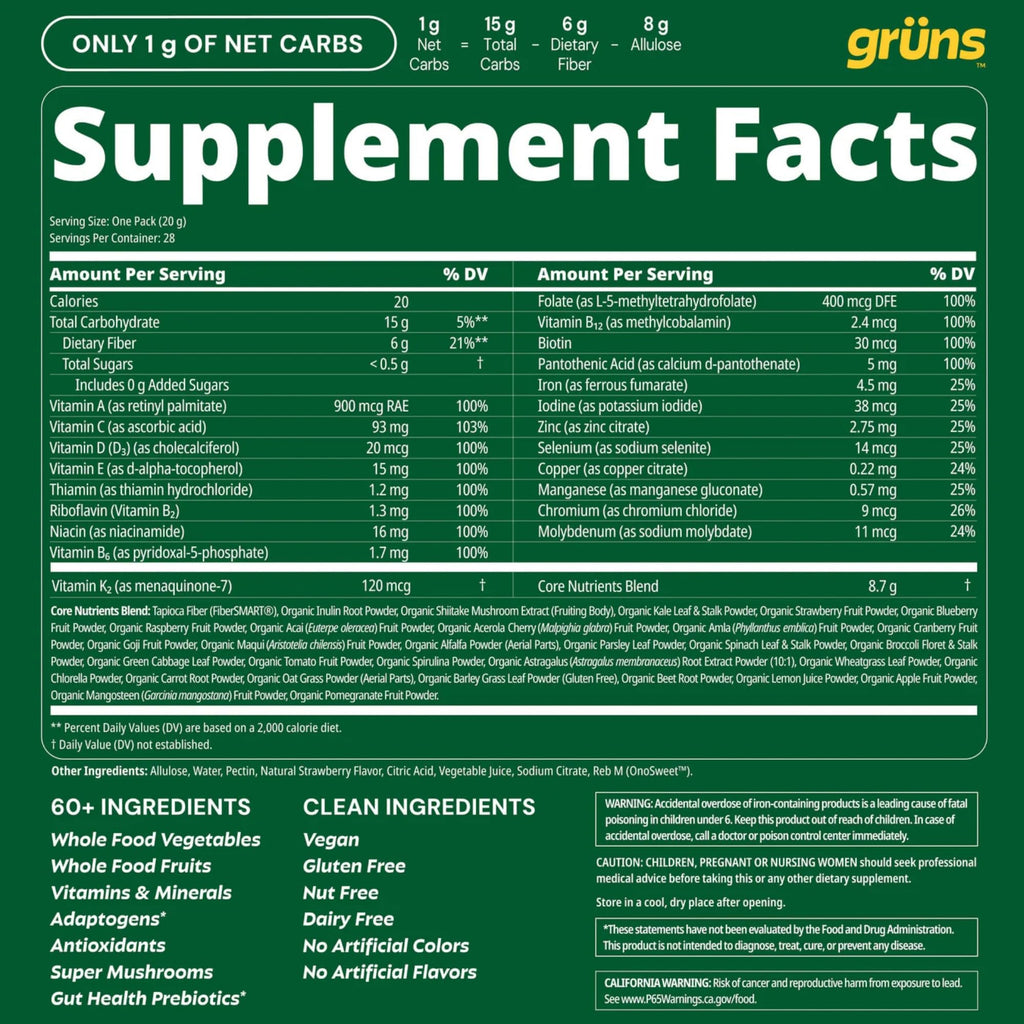 Grüns Greens Gummies Sugar Free Multivitamin & Prebiotic

