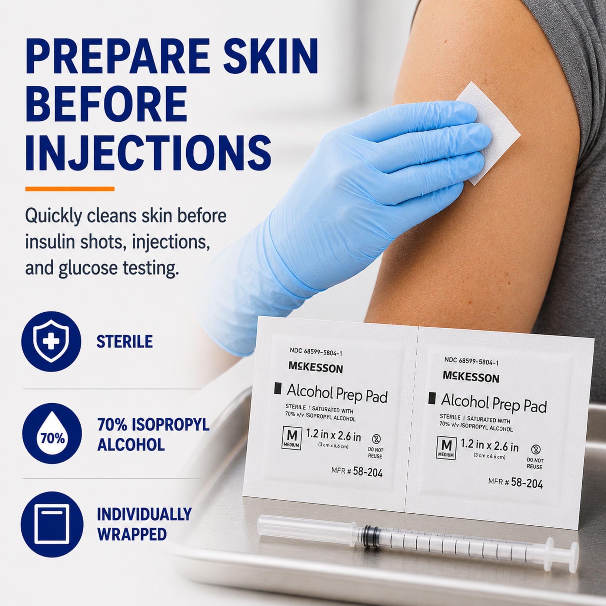 McKesson Alcohol Prep Pads - Sterile 70% Isopropyl Alcohol


