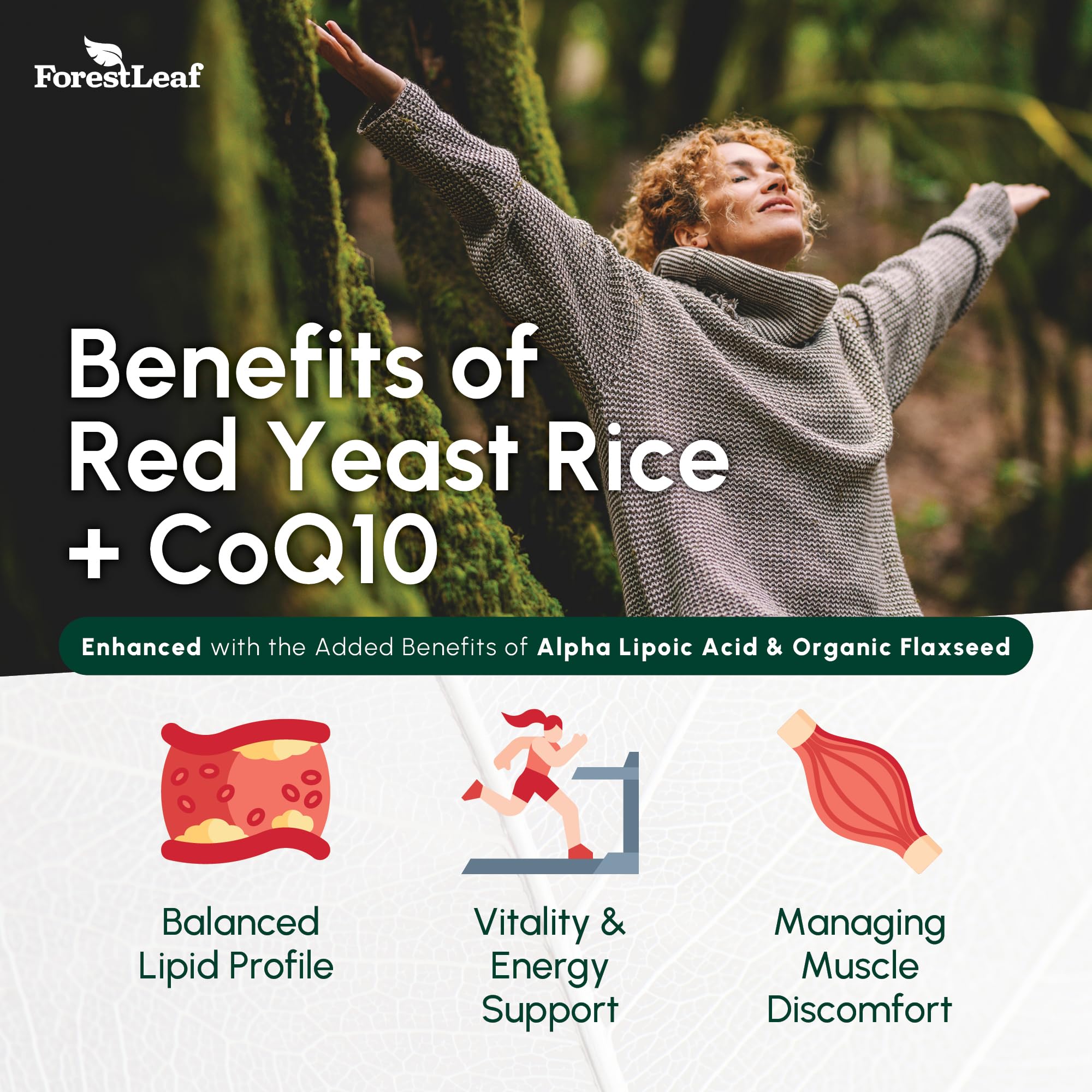 ForestLeaf Red Yeast Rice 1215 mg with CoQ10 | Citrinin Free

