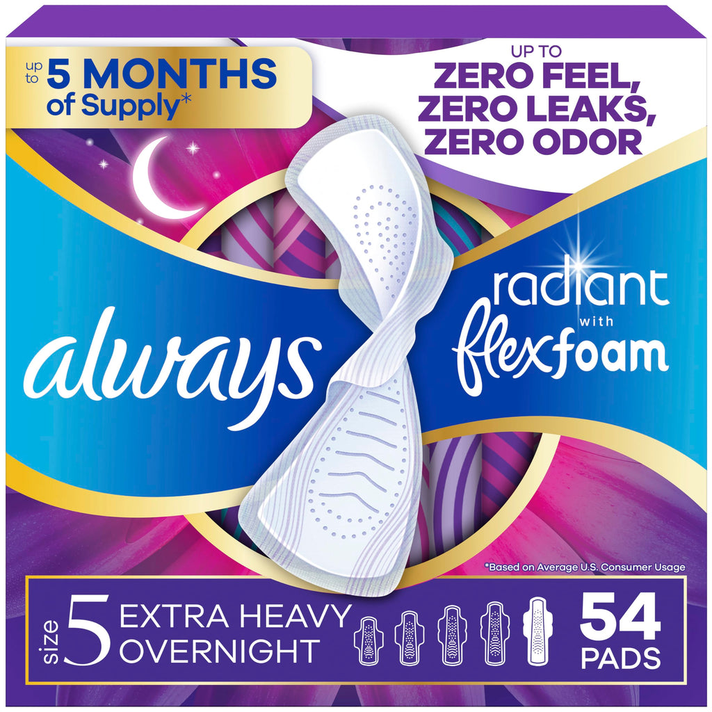 Always Radiant FlexFoam Pads with Wings Leak Protection

