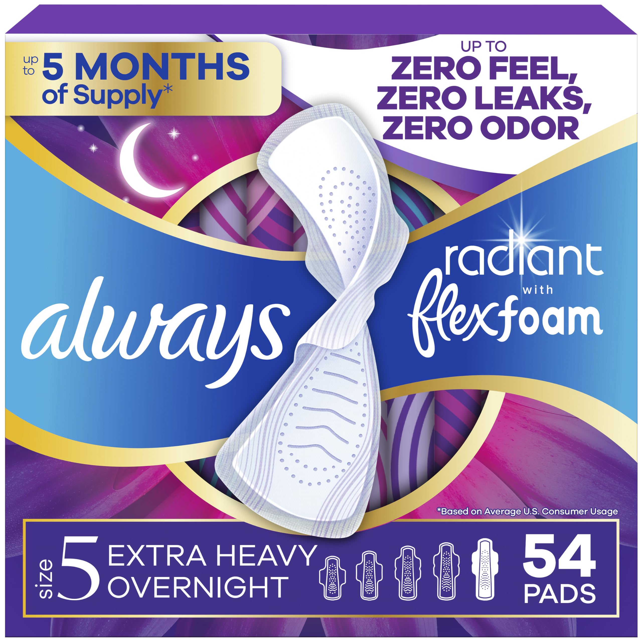 Always Radiant FlexFoam Pads with Wings Leak Protection

