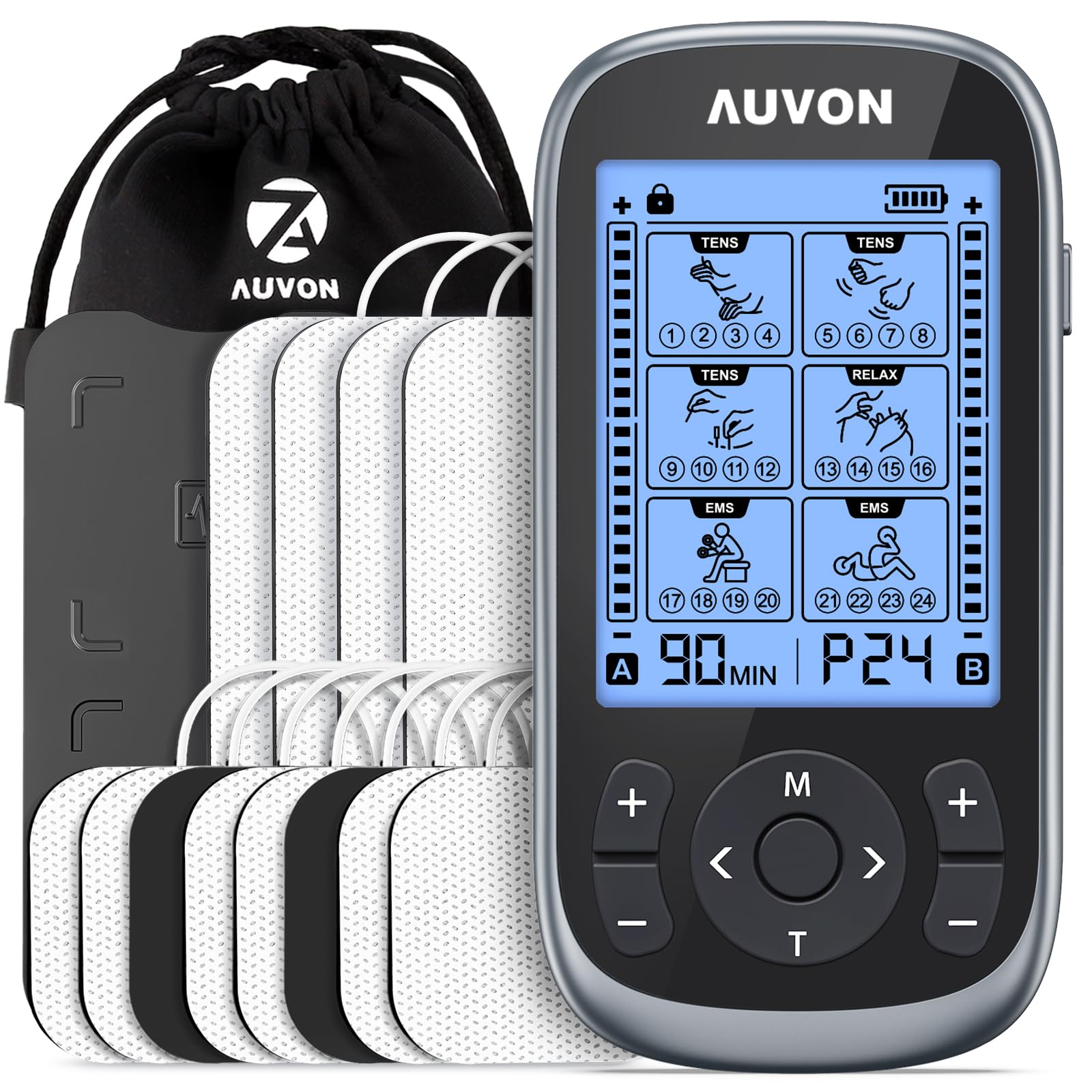 AUVON 3-in-1 TENS EMS Massager for Pain Relief | Rechargeable

