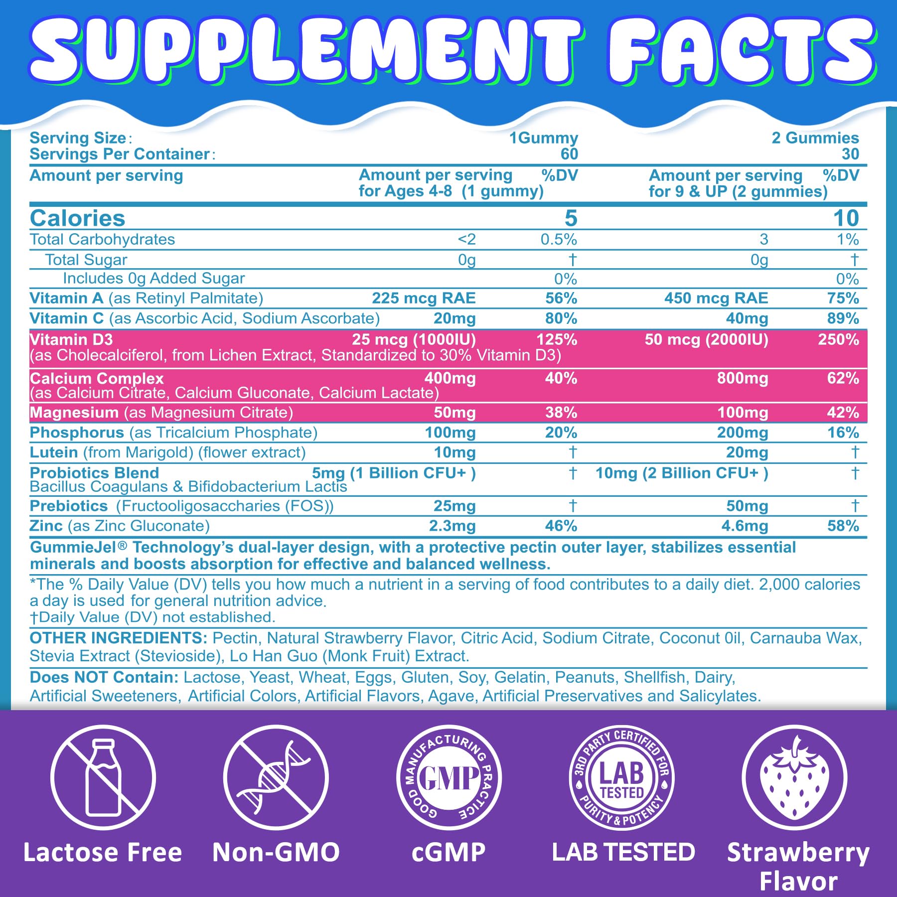 Nextdia Kids Calcium Gummies with D3, Magnesium & Probiotics

