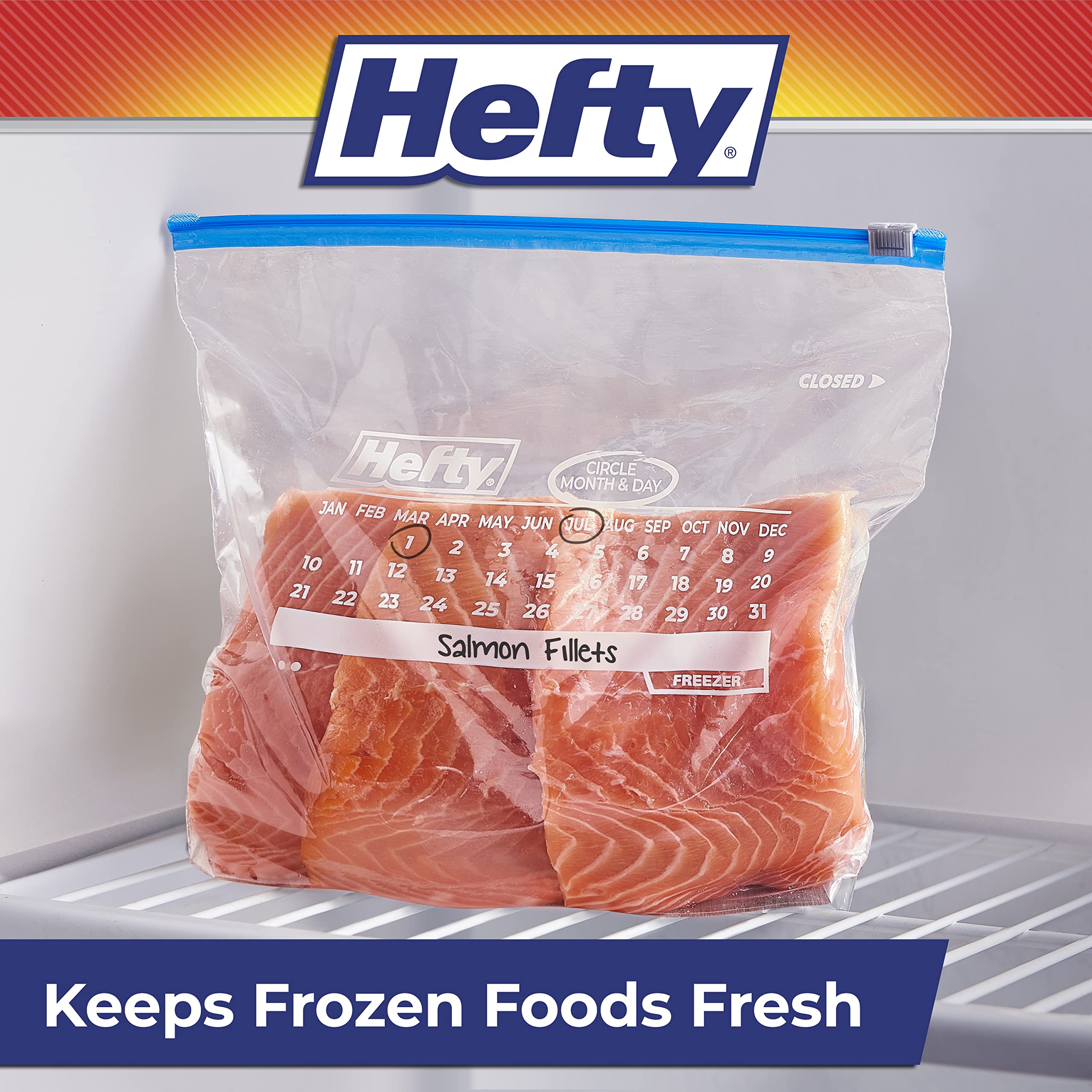 Hefty Calendar Slider Freezer Bags – Date Label & Seal

