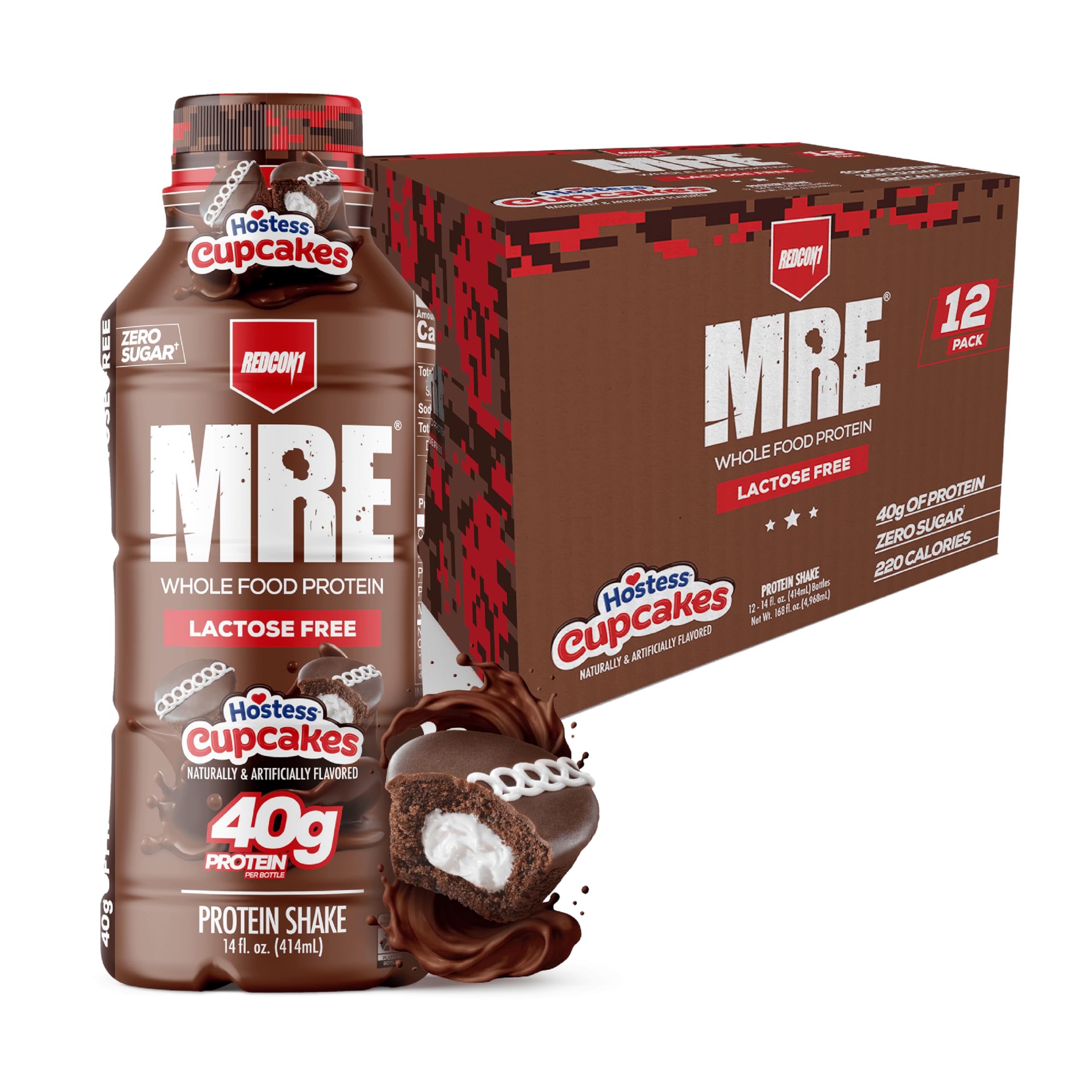 REDCON1 MRE RTD Protein Shake, Lactose-Free, 40g Protein