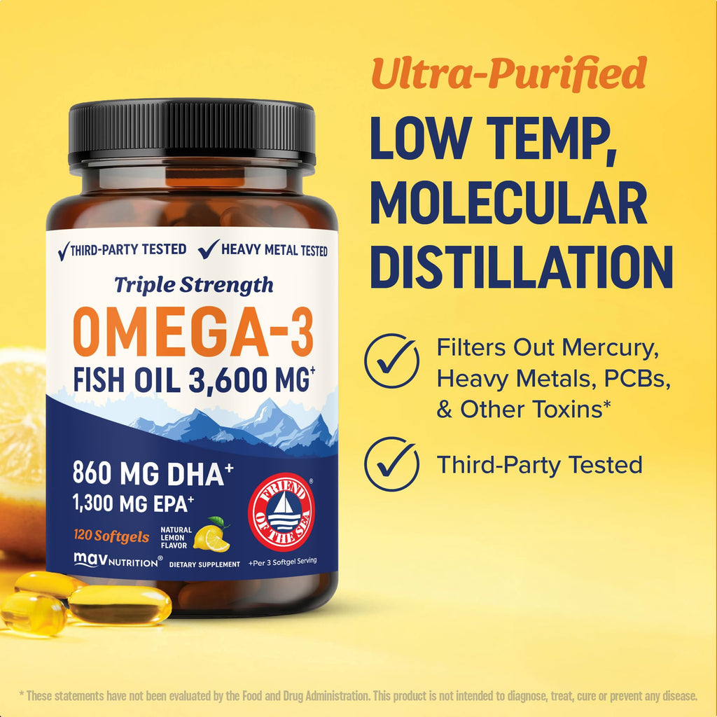 Omega-3 Fish Oil by MAV Nutrition - Triple Strength DHA

