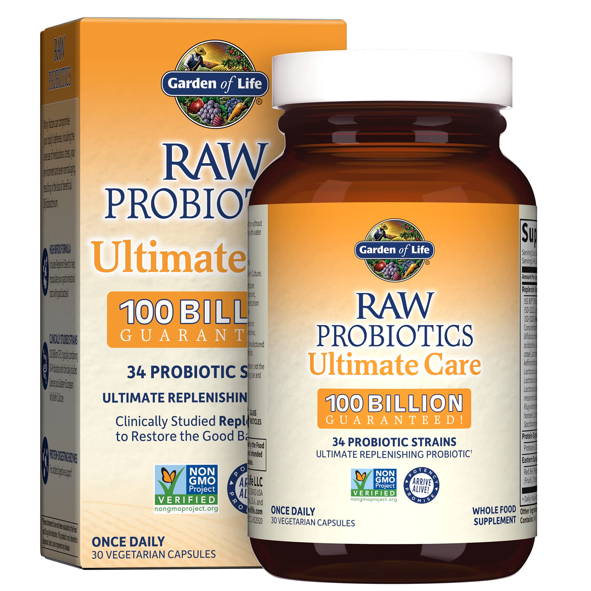 Garden of Life Raw Probiotics for Women and Men with 100 Billion CFU and 34 Strains