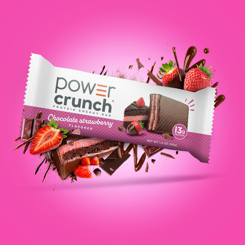 Power Crunch Protein Energy Wafer Bars, Chocolate Strawberry, 1.4 Ounce (12 Count)