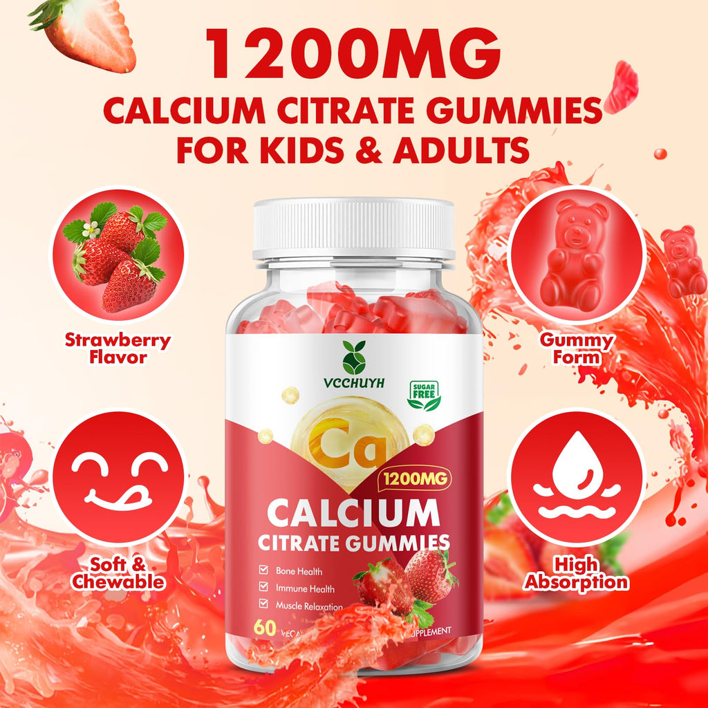 Calcium Citrate Gummies 1200mg – Sugar Free Vegan Chewables


