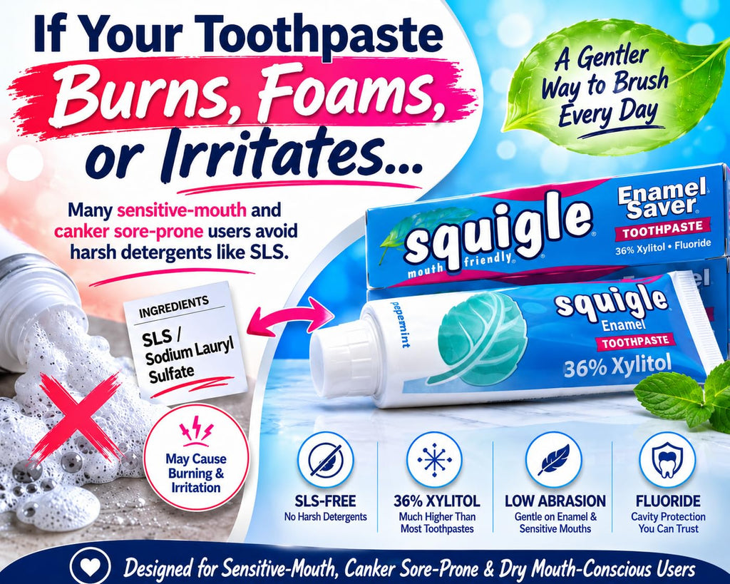 Squigle Enamel Saver Toothpaste for Canker Sore Care

