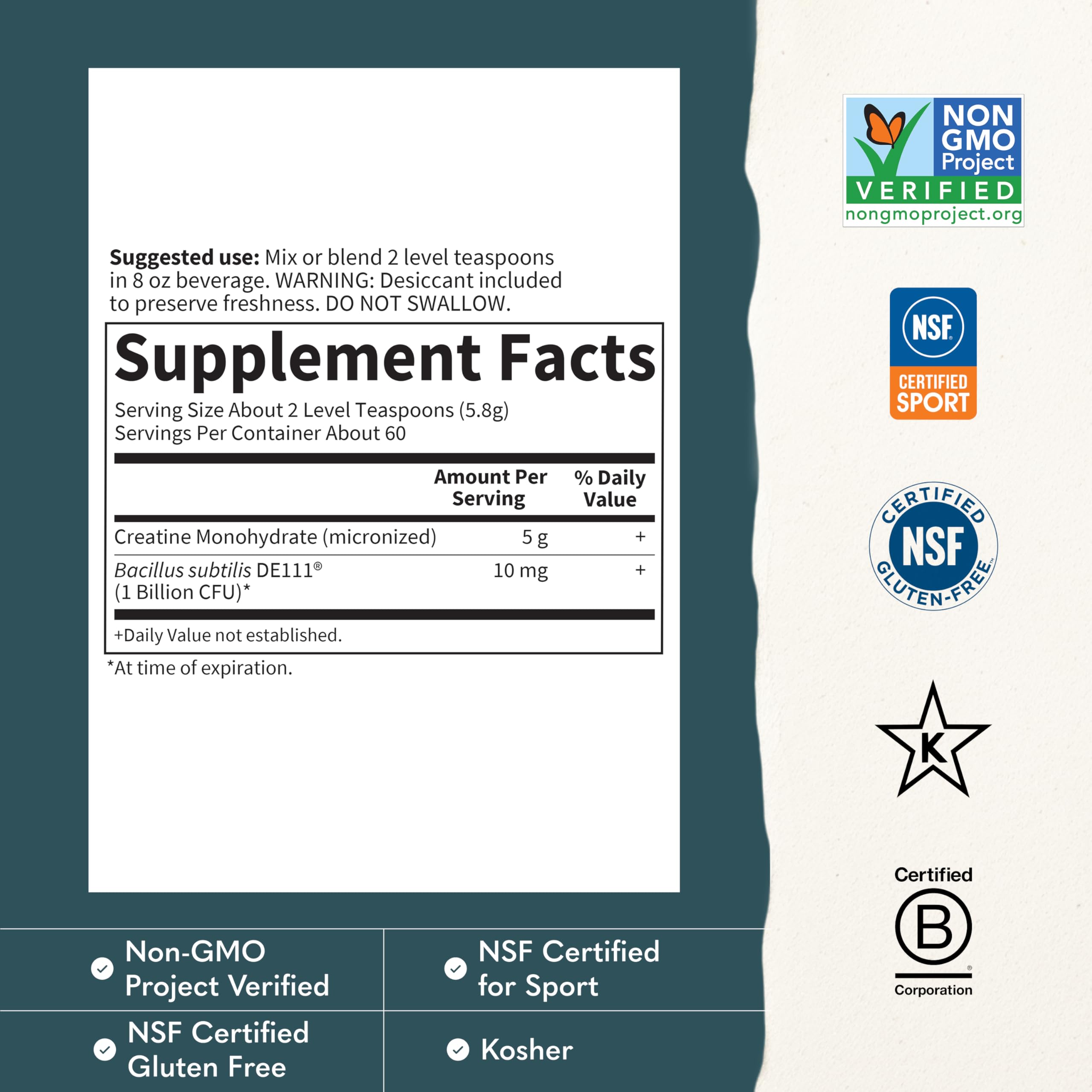 Garden of Life SPORT Creatine Monohydrate Powder Probiotics

