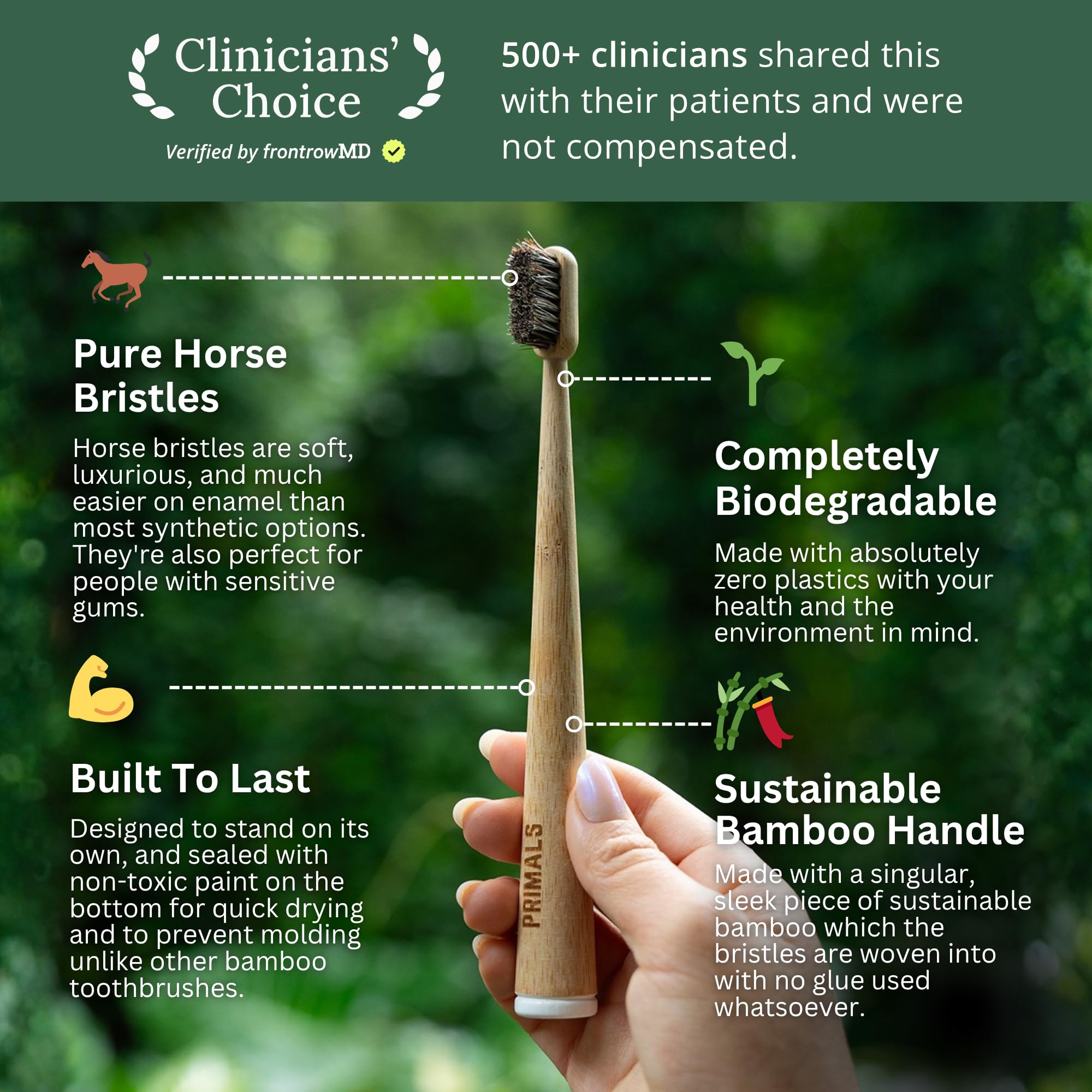 PRIMALS Horse Bristle Bamboo Toothbrush

