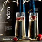 DECADORN Clear Stemless Champagne Flutes BPA-Free

