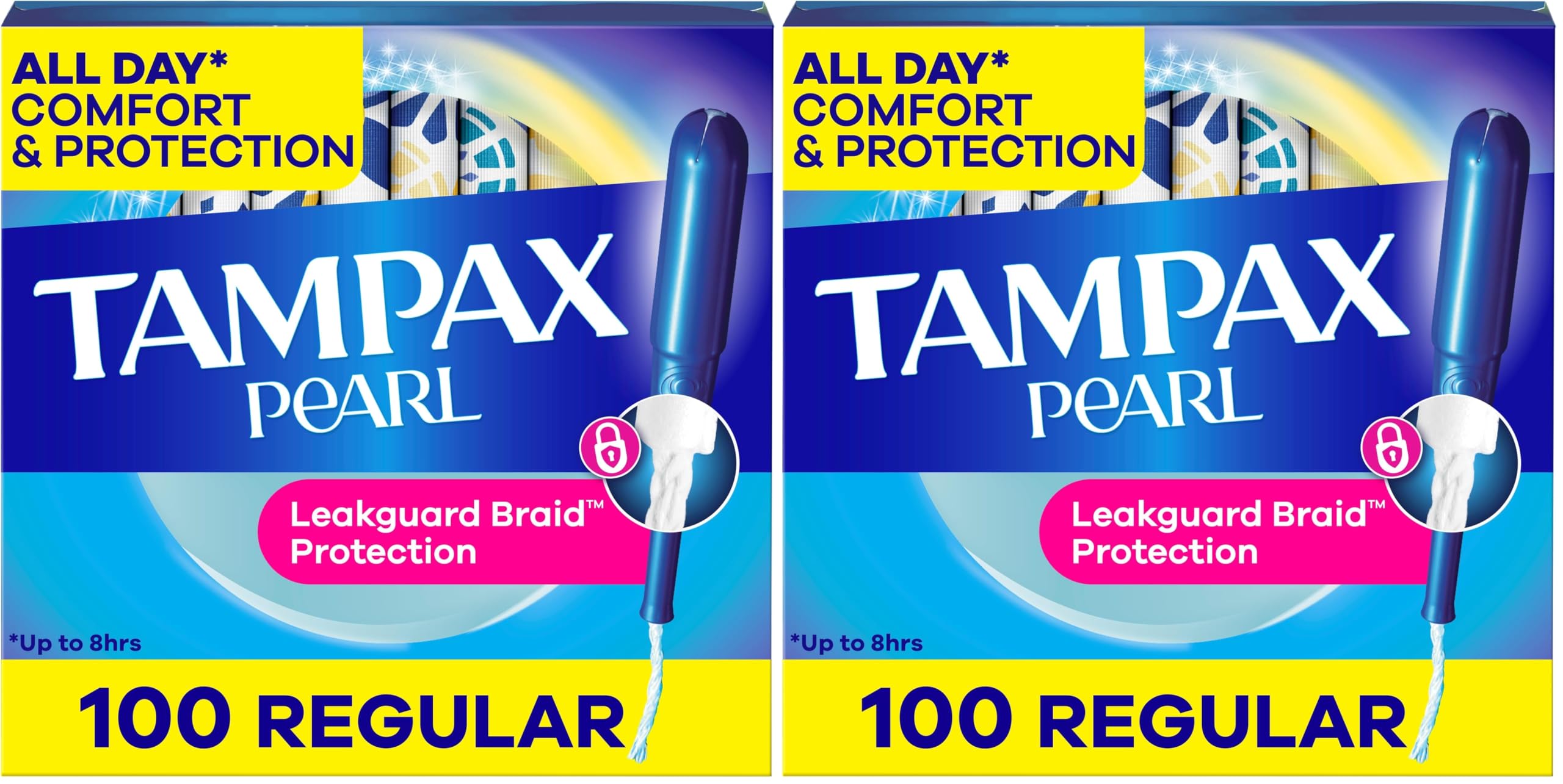 Tampax Pearl Tampons – LeakGuard Braid, Anti-Slip Applicator