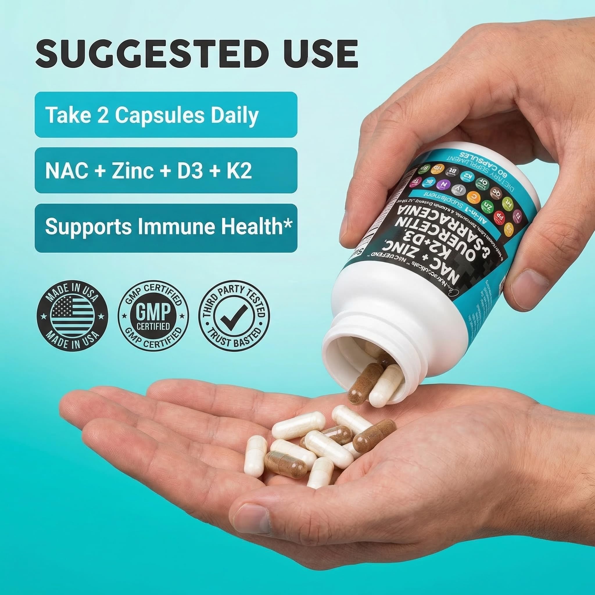 Clean Nutra NAC Immune Support | D3 K2 Zinc Quercetin

