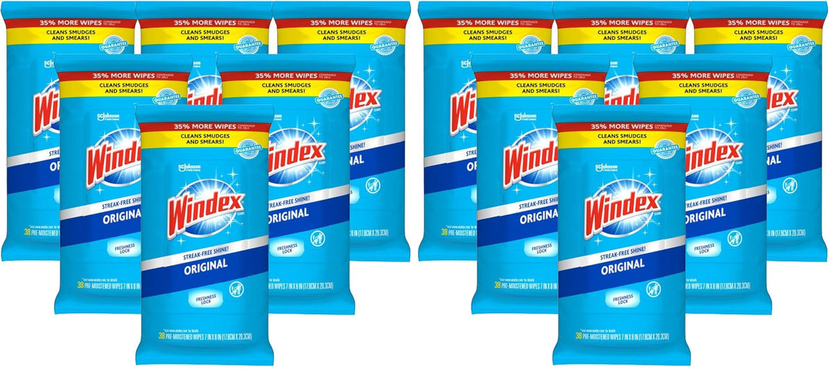 Windex Glass Cleaning Wipes Original Scent for Glass and Surfaces