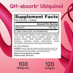 Jarrow QH-Absorb Ubiquinol 100 mg Softgels

