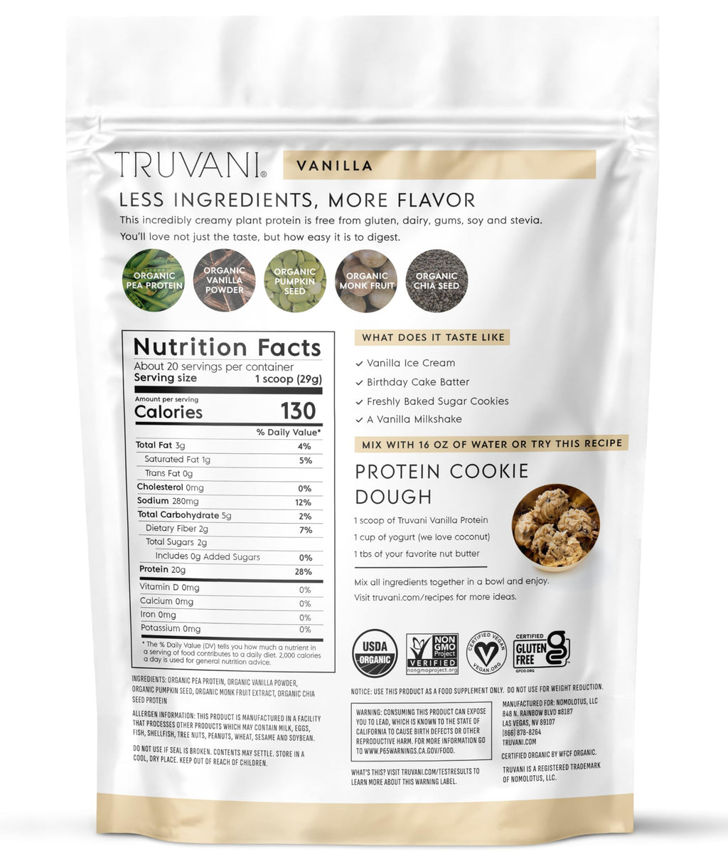 Truvani Vegan Pea Protein Powder - Plant-Based Protein

