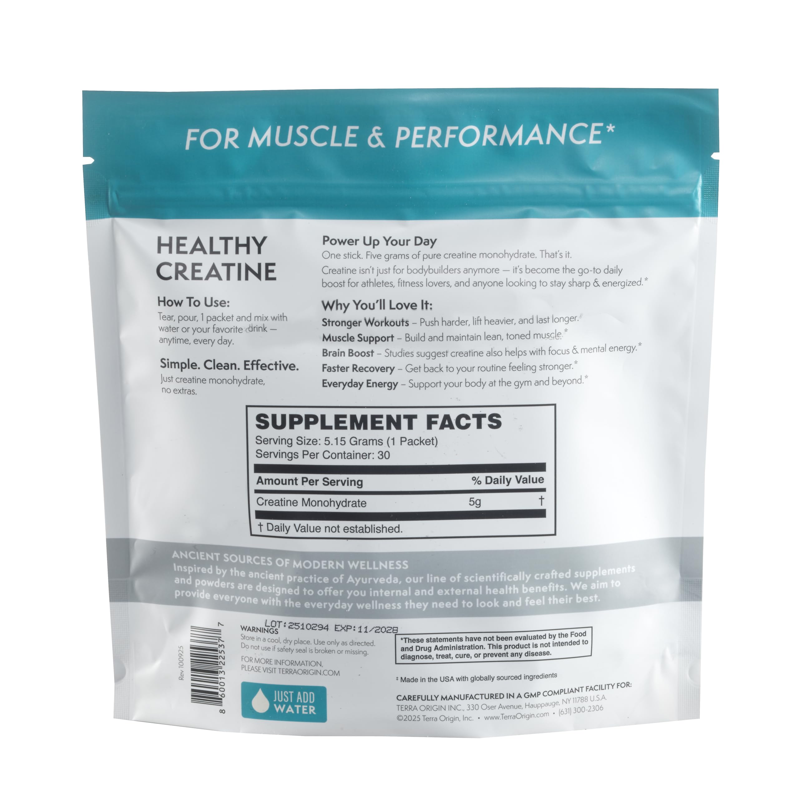 Terra Origin Creatine Micronized Monohydrate Powder

