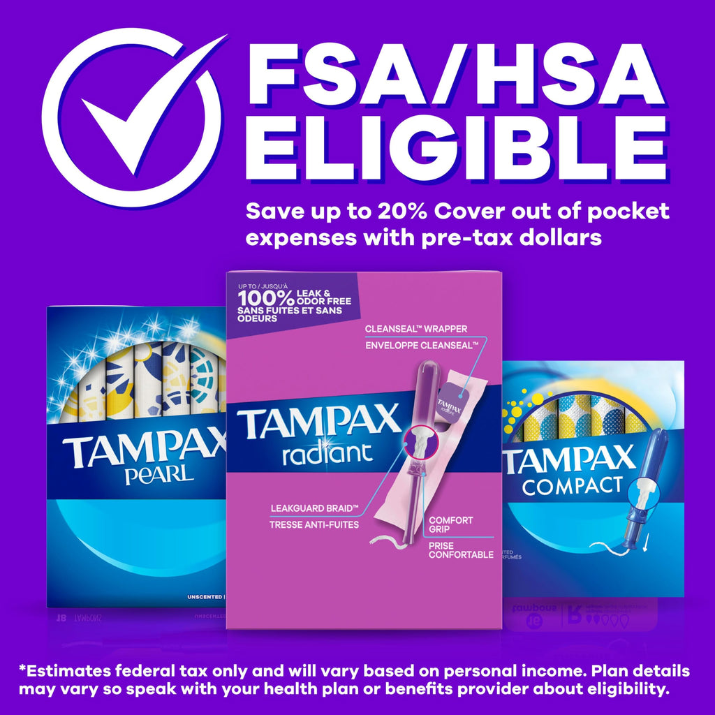 Tampax Radiant Tampons Unscented | LeakGuard Braid

