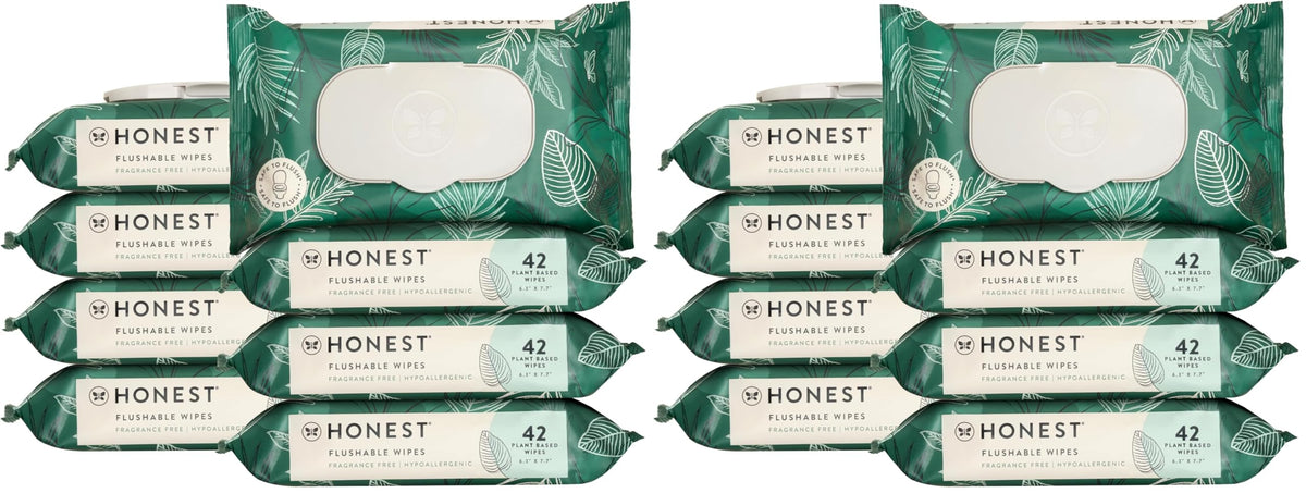 The Honest Company Flushable Wipes for Sensitive Skin, Hypoallergenic, Fragrance-Free