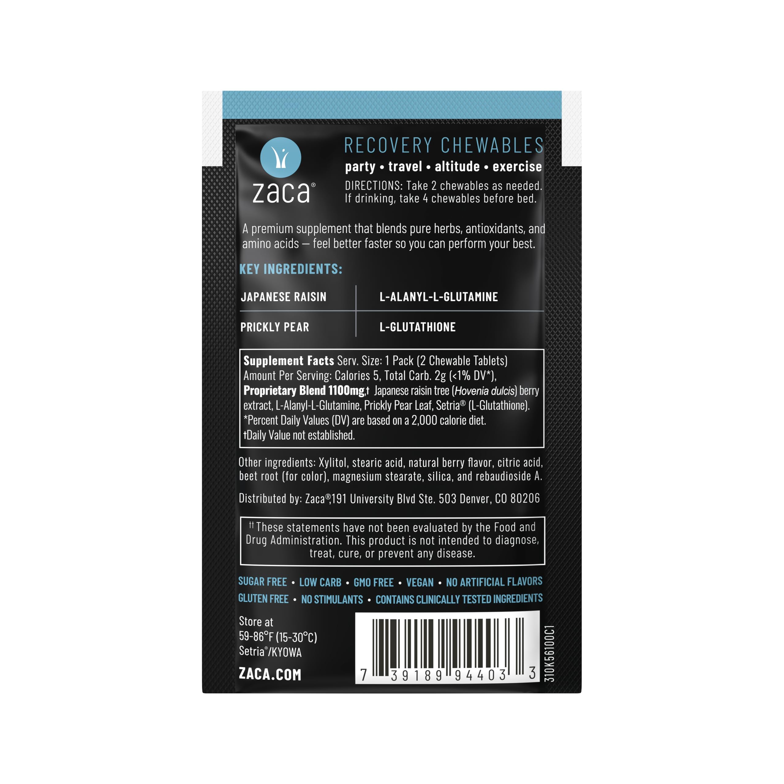 Zaca Recovery Chewable Supplement | Hydrate and Revive

