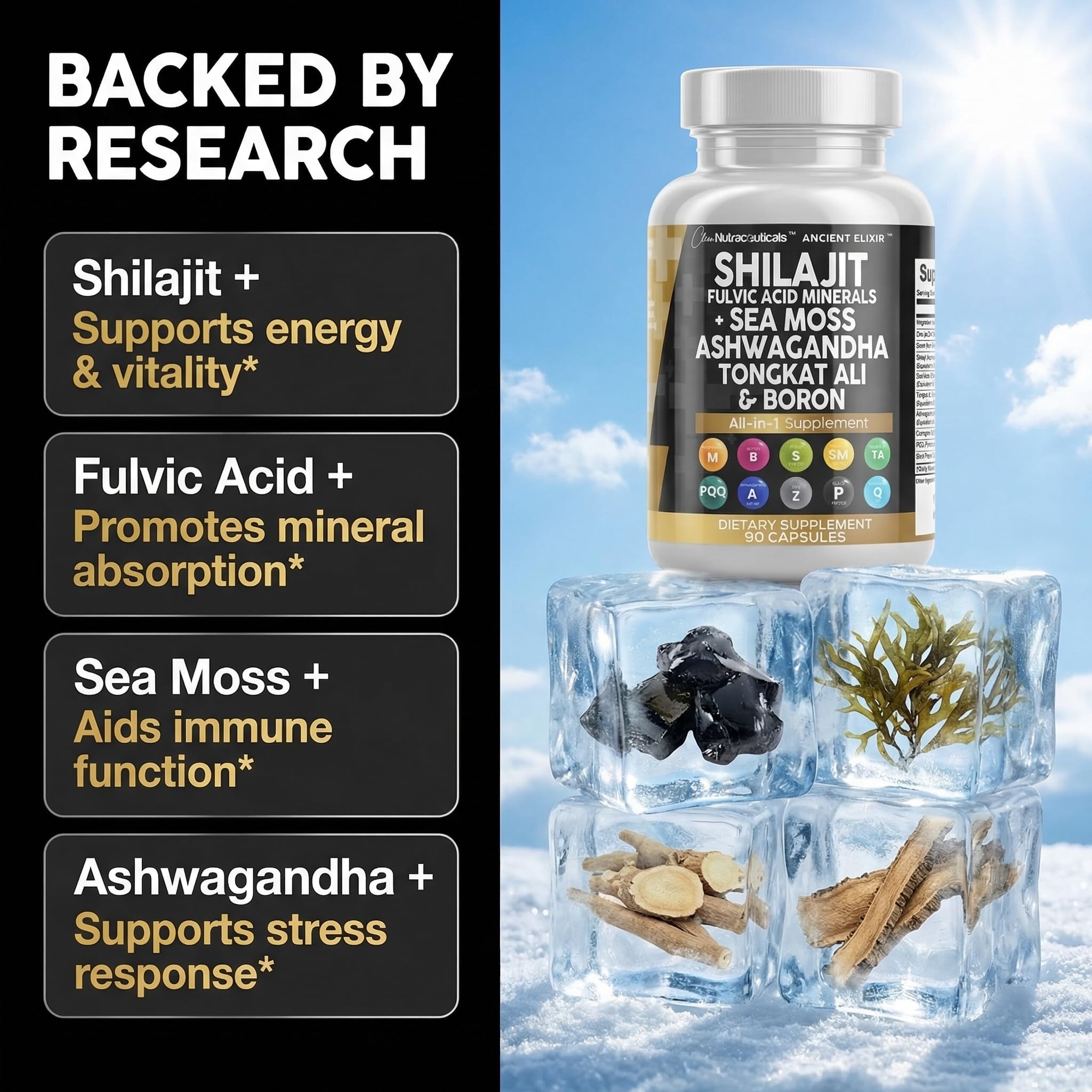 Clean Nutraceuticals Shilajit Capsule with Sea Moss | Energy

