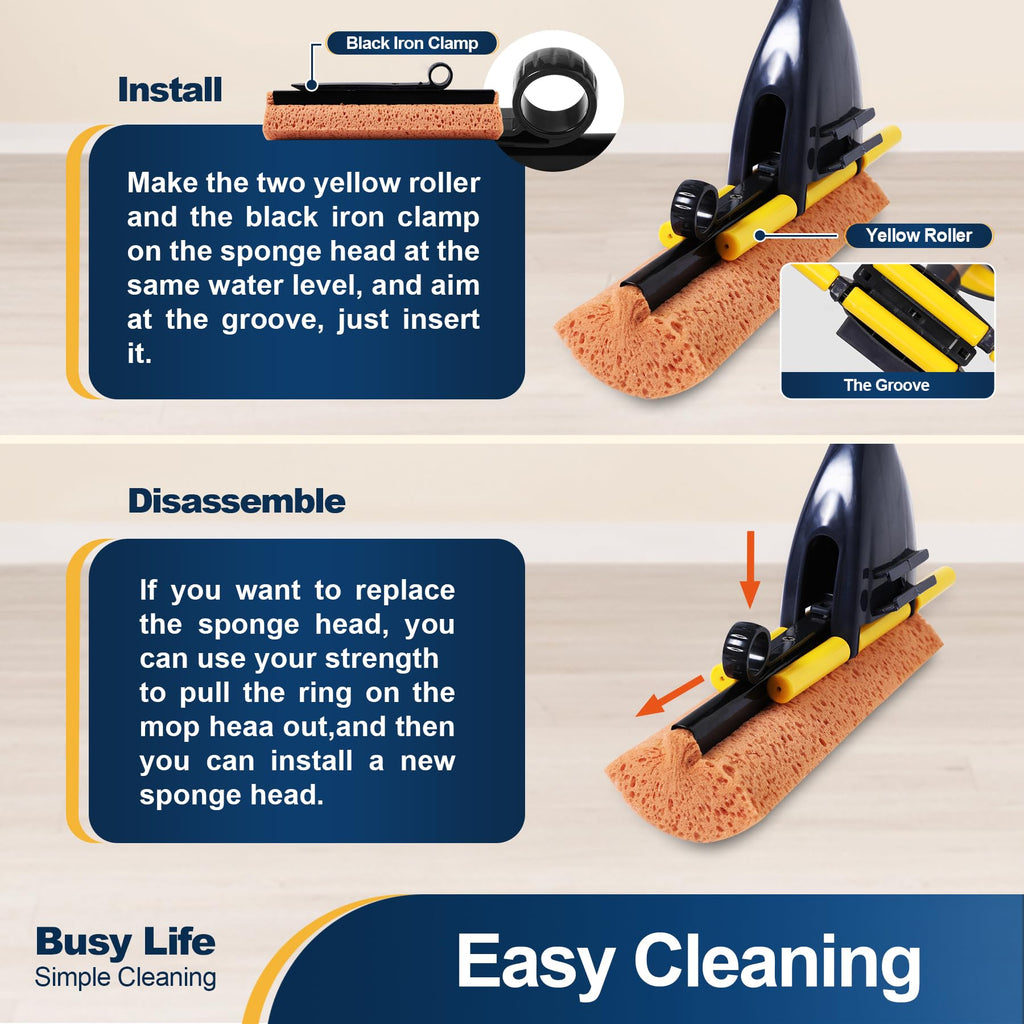 Yocada Sponge Mop for Tile Floor Cleaning | Honeycomb Sponge

