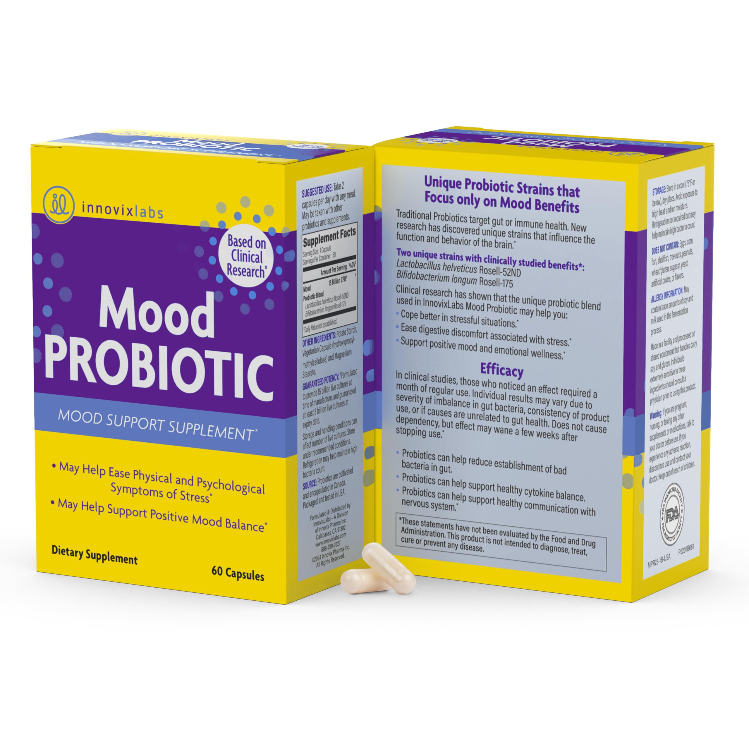 InnovixLabs Mood Probiotic for Digestive & Mood Support

