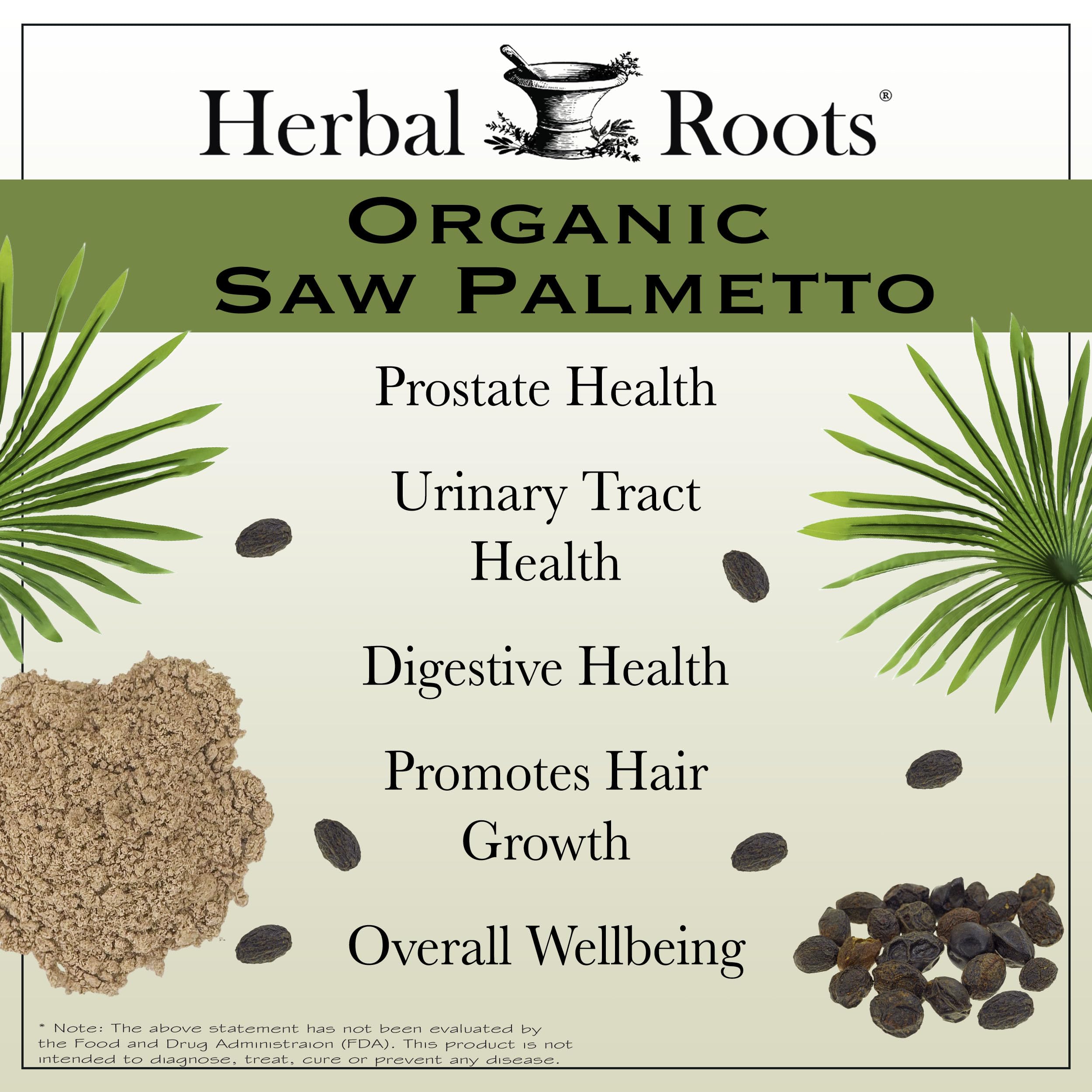 Herbal Roots Organic Saw Palmetto Capsules - Vegan

