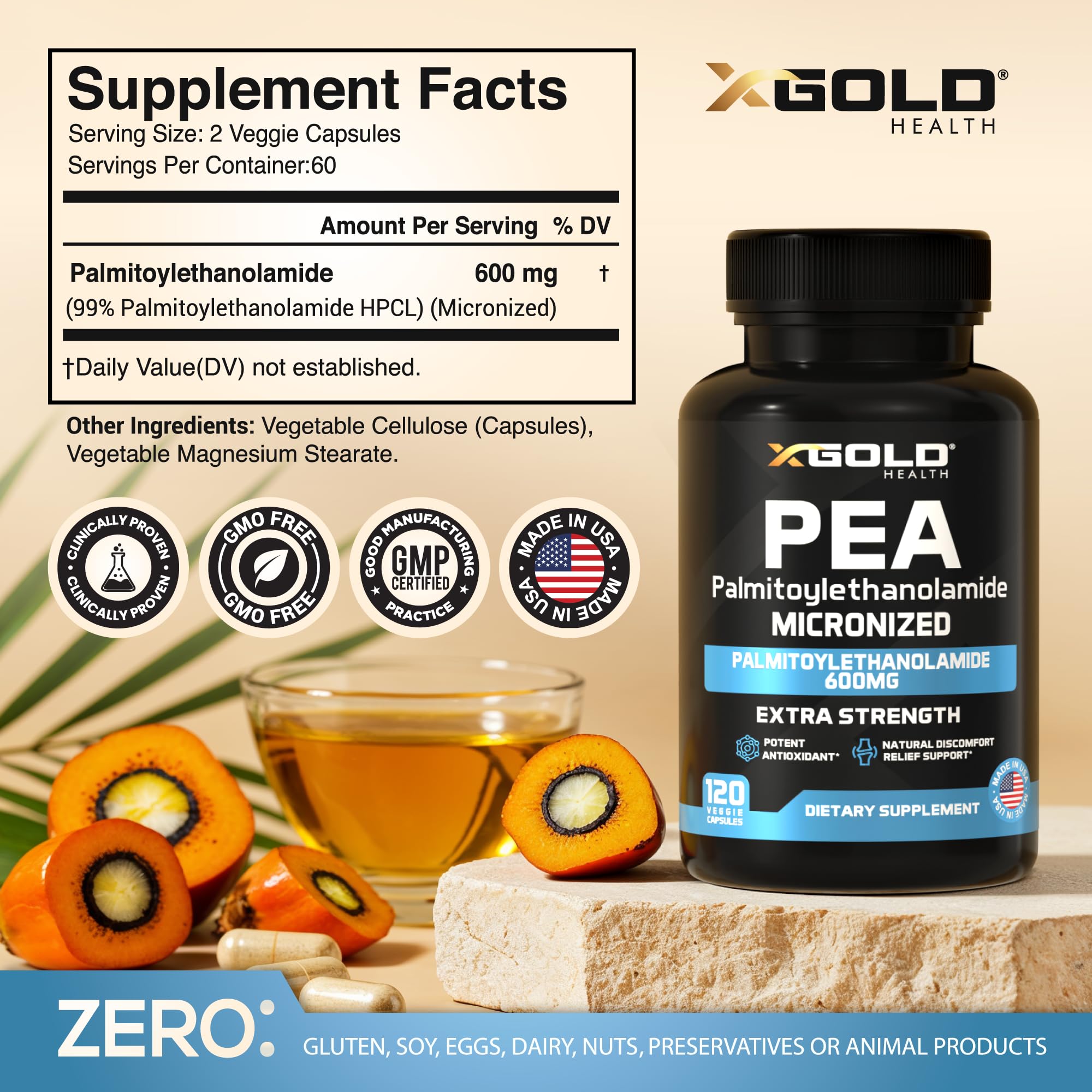 X Gold Health Palmitoylethanolamide PEA 600 mg Micronized

